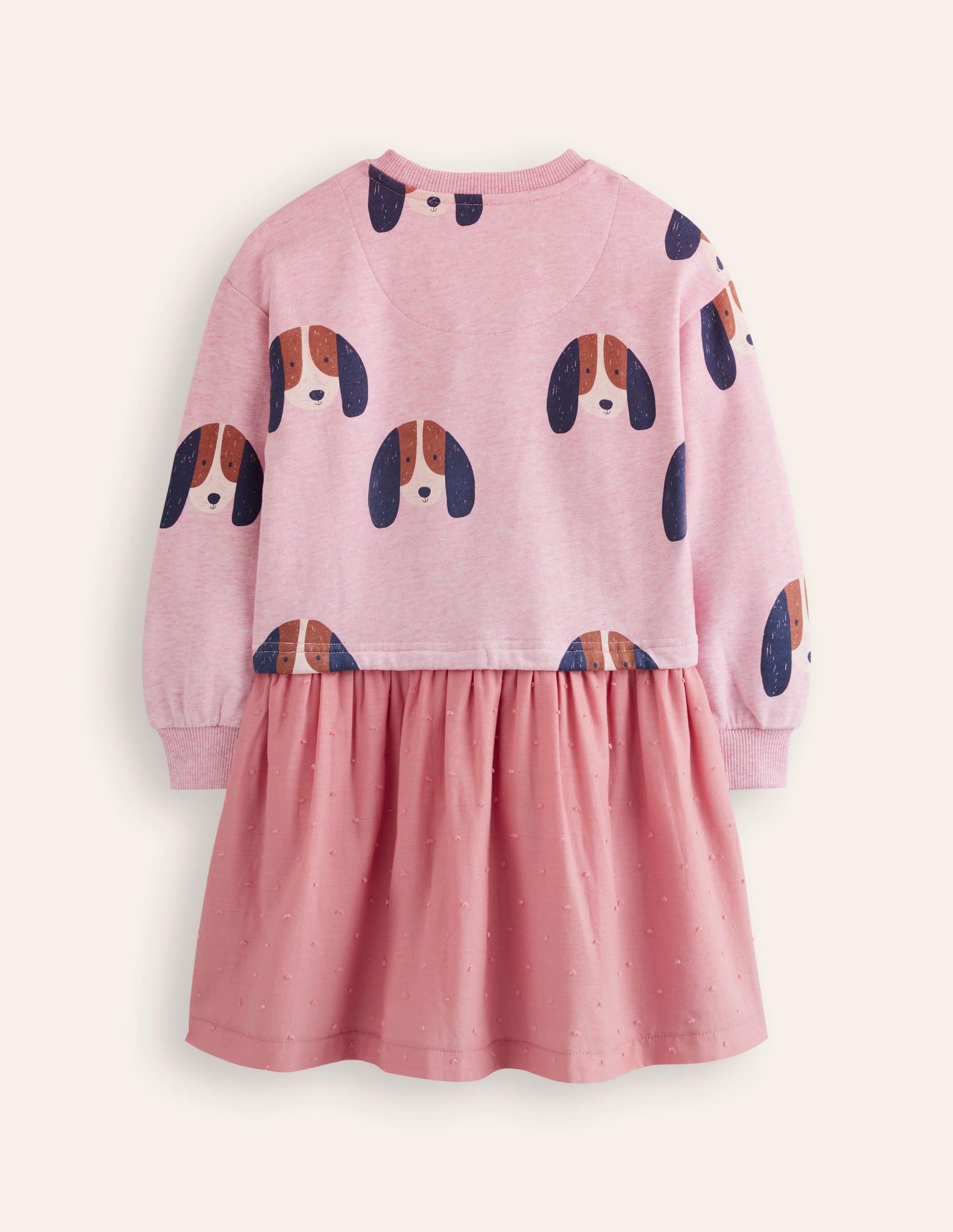 Robe-sweat en tissu mélangé-Chiots rose amande chiné - Image 3