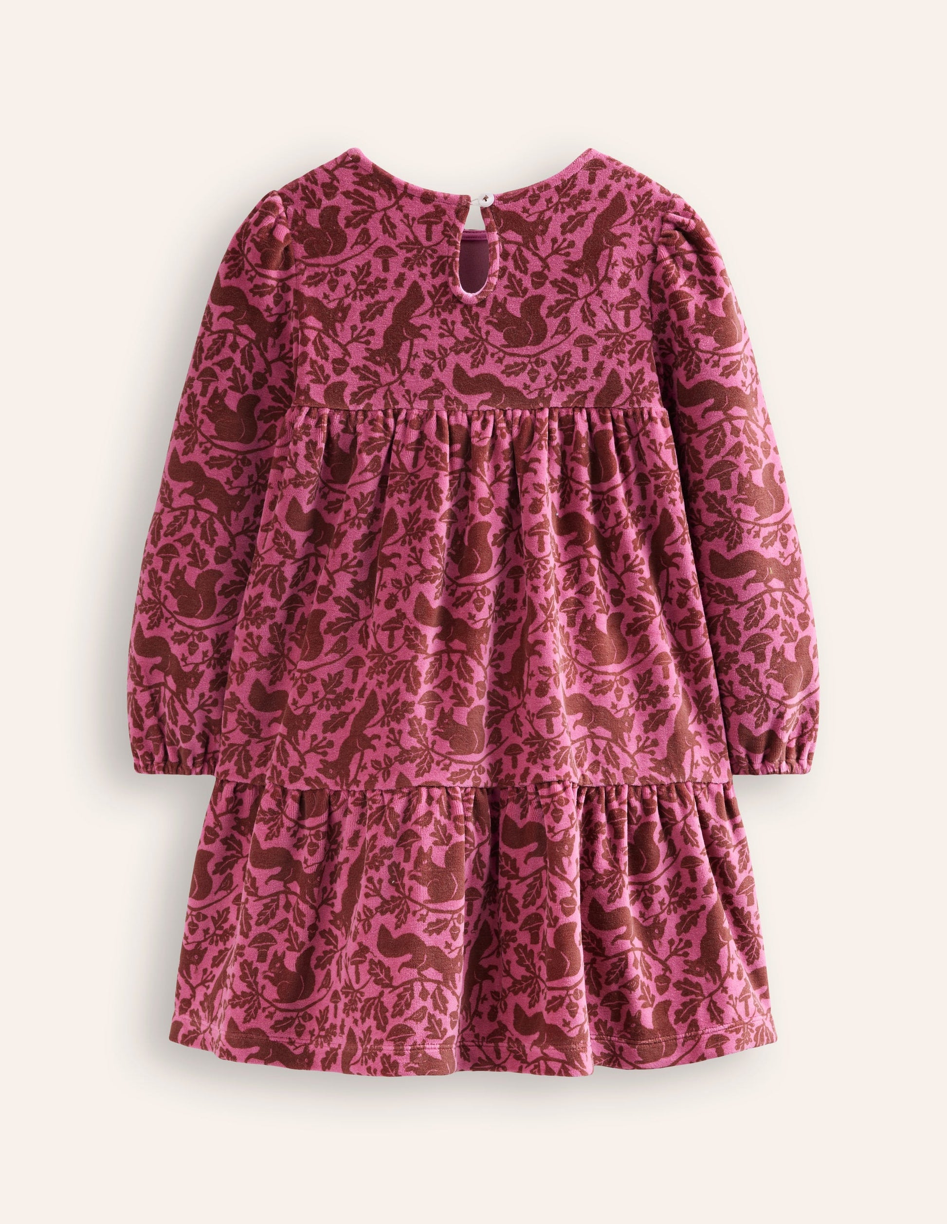 Robe en velours à volants-Écureuil des bois rose tasse de thé-2