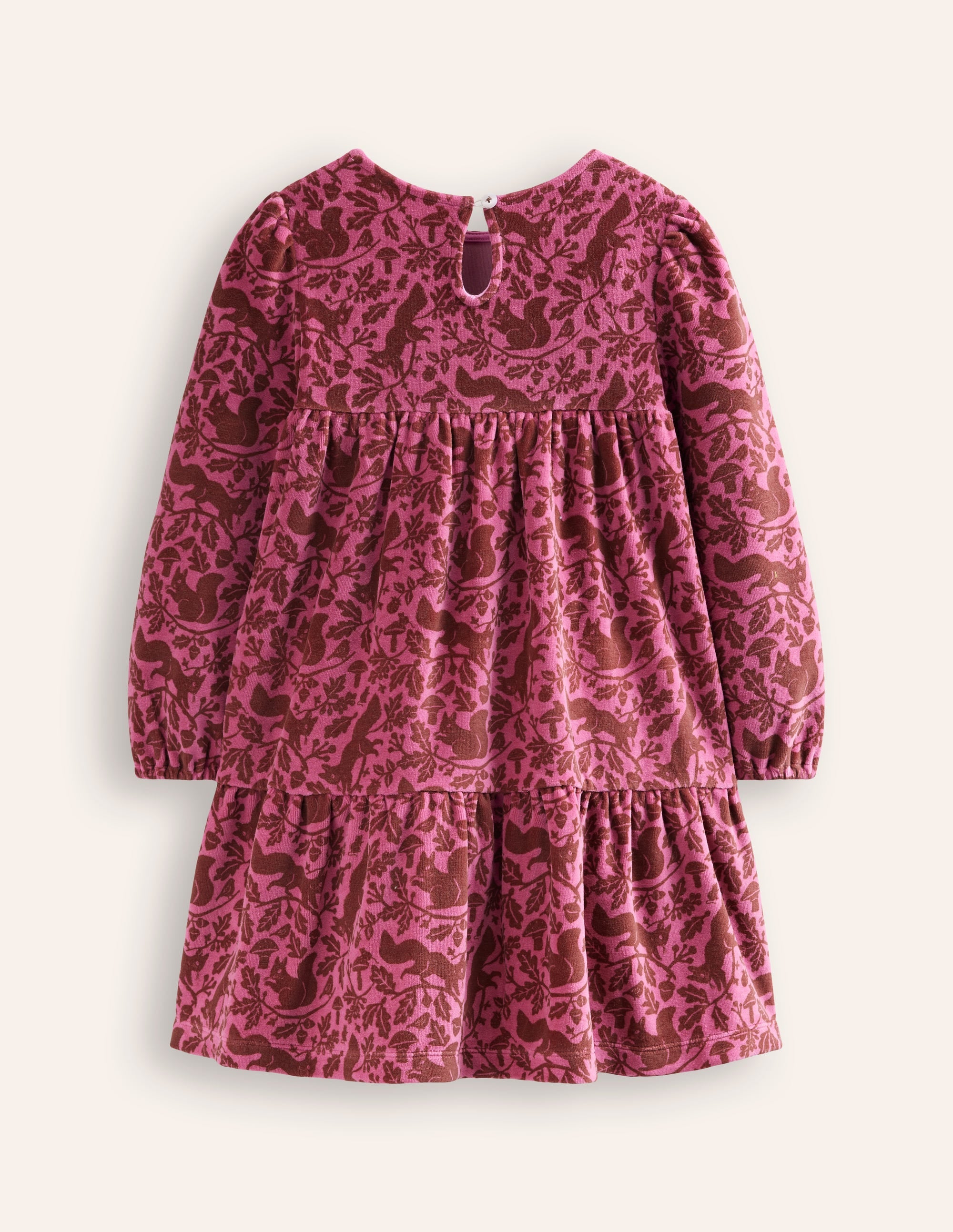 Robe en velours à volants-Écureuil des bois rose tasse de thé - Image 2