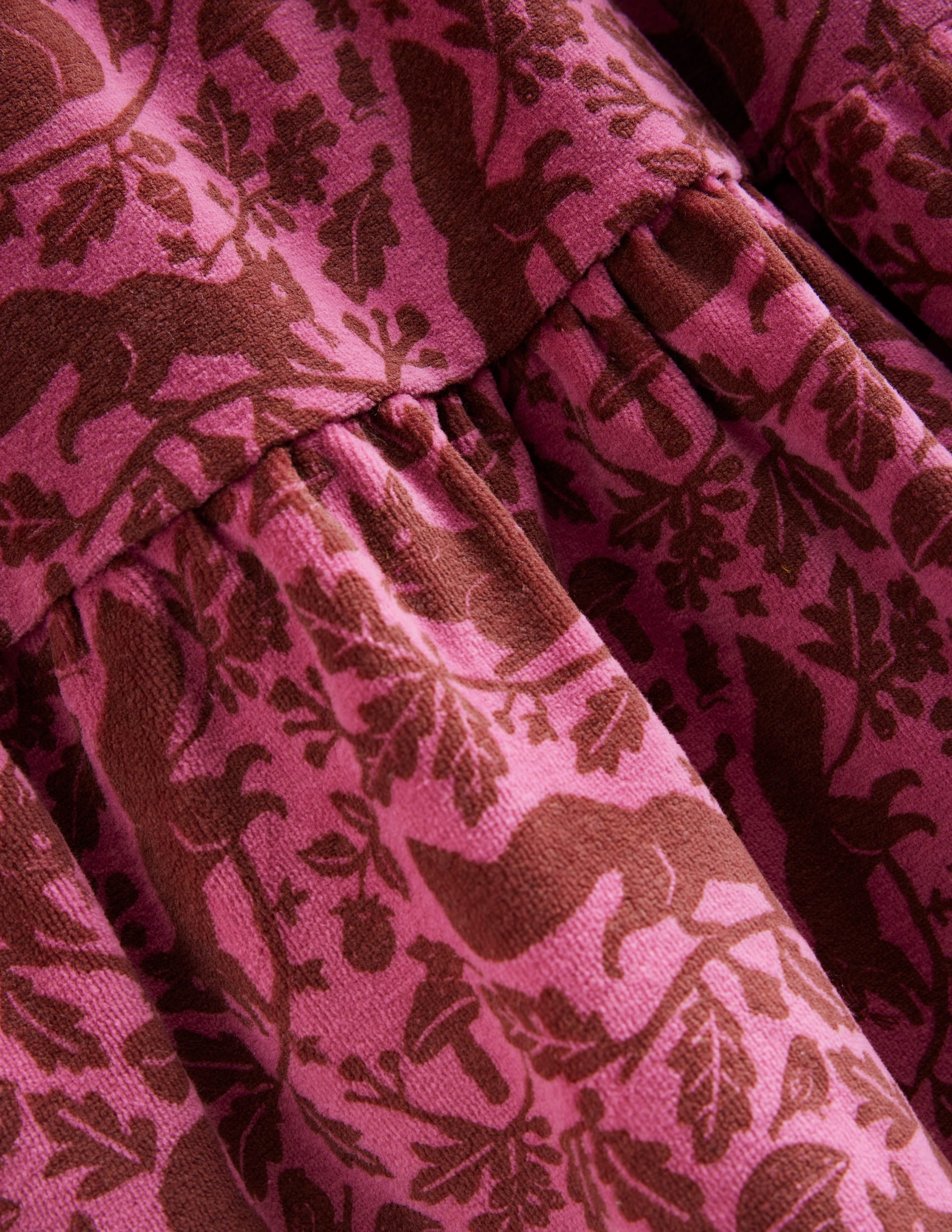 Robe en velours à volants-Écureuil des bois rose tasse de thé - Image 3