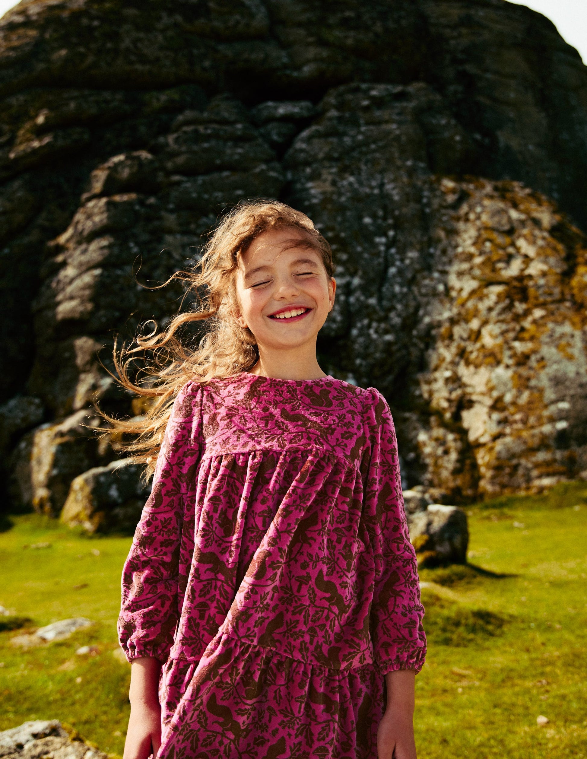 Robe en velours à volants-Écureuil des bois rose tasse de thé-4