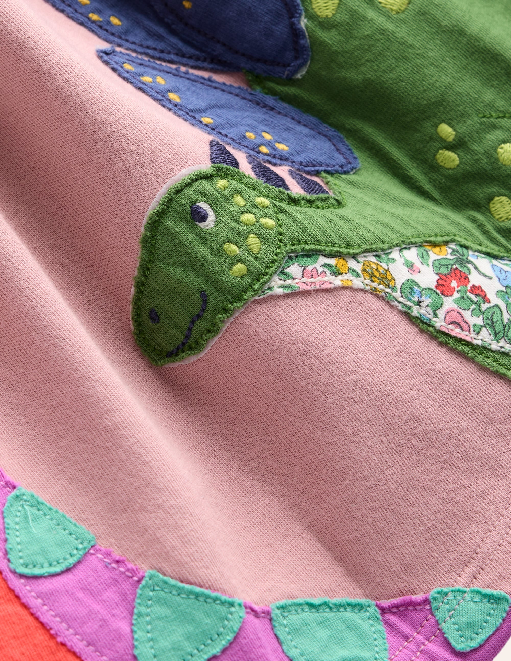 Jerseykleid mit Saumapplikation-Vintage-Rosa Dinosaurier - Image 3