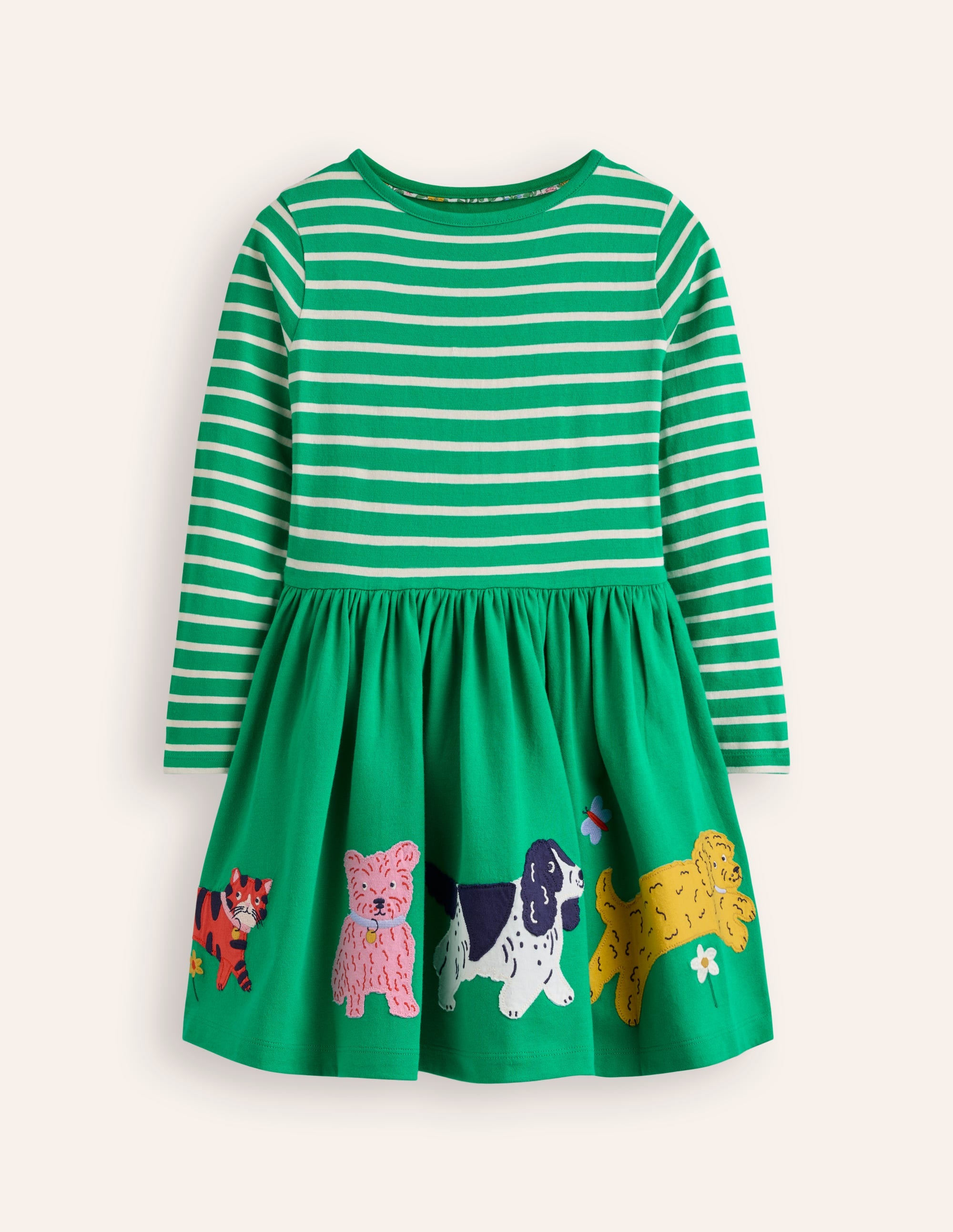 Robe en jersey avec appliqué sur l'ourlet-Animaux vert émeraude vif - Image 1