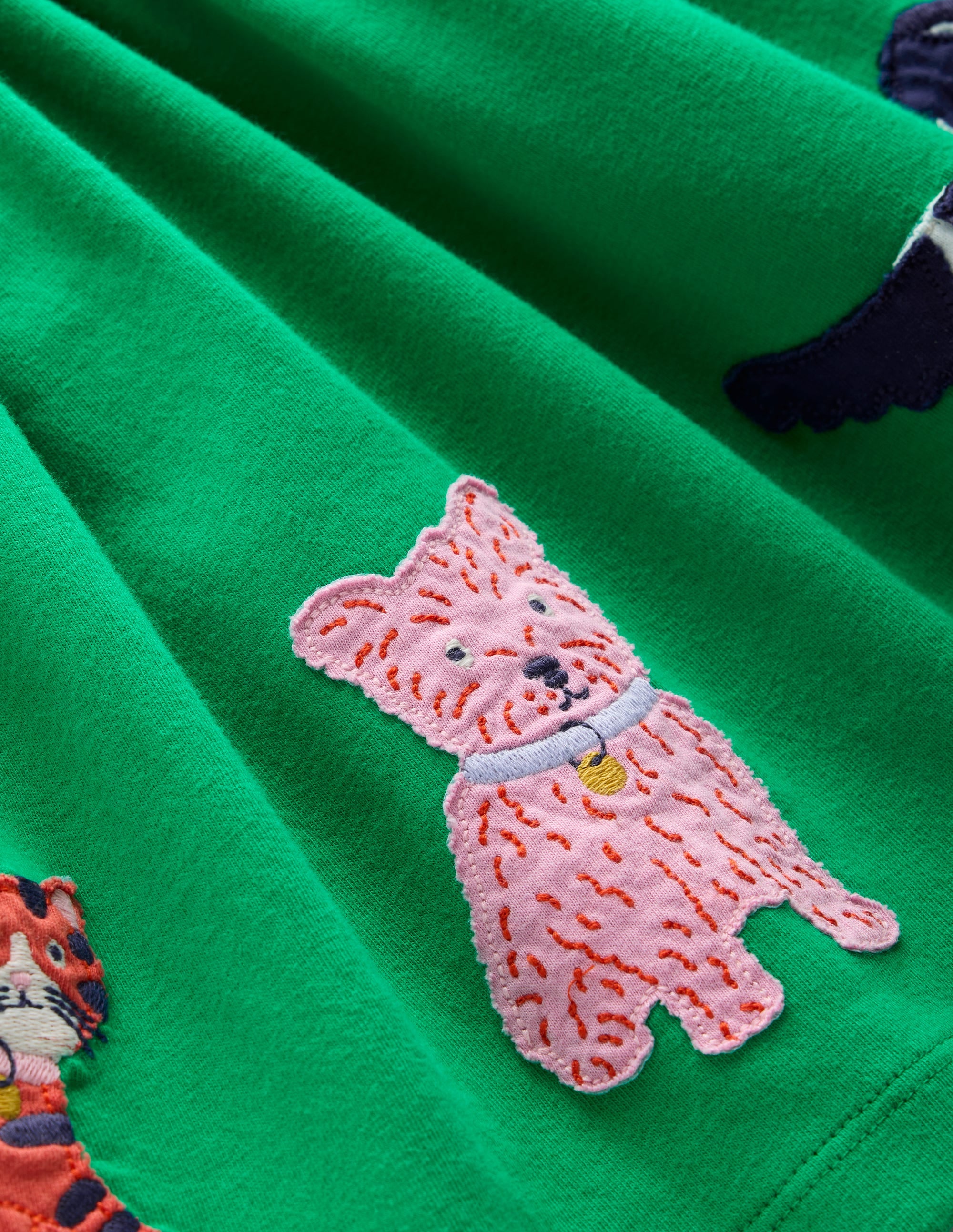 Robe en jersey avec appliqué sur l'ourlet-Animaux vert émeraude vif - Image 3