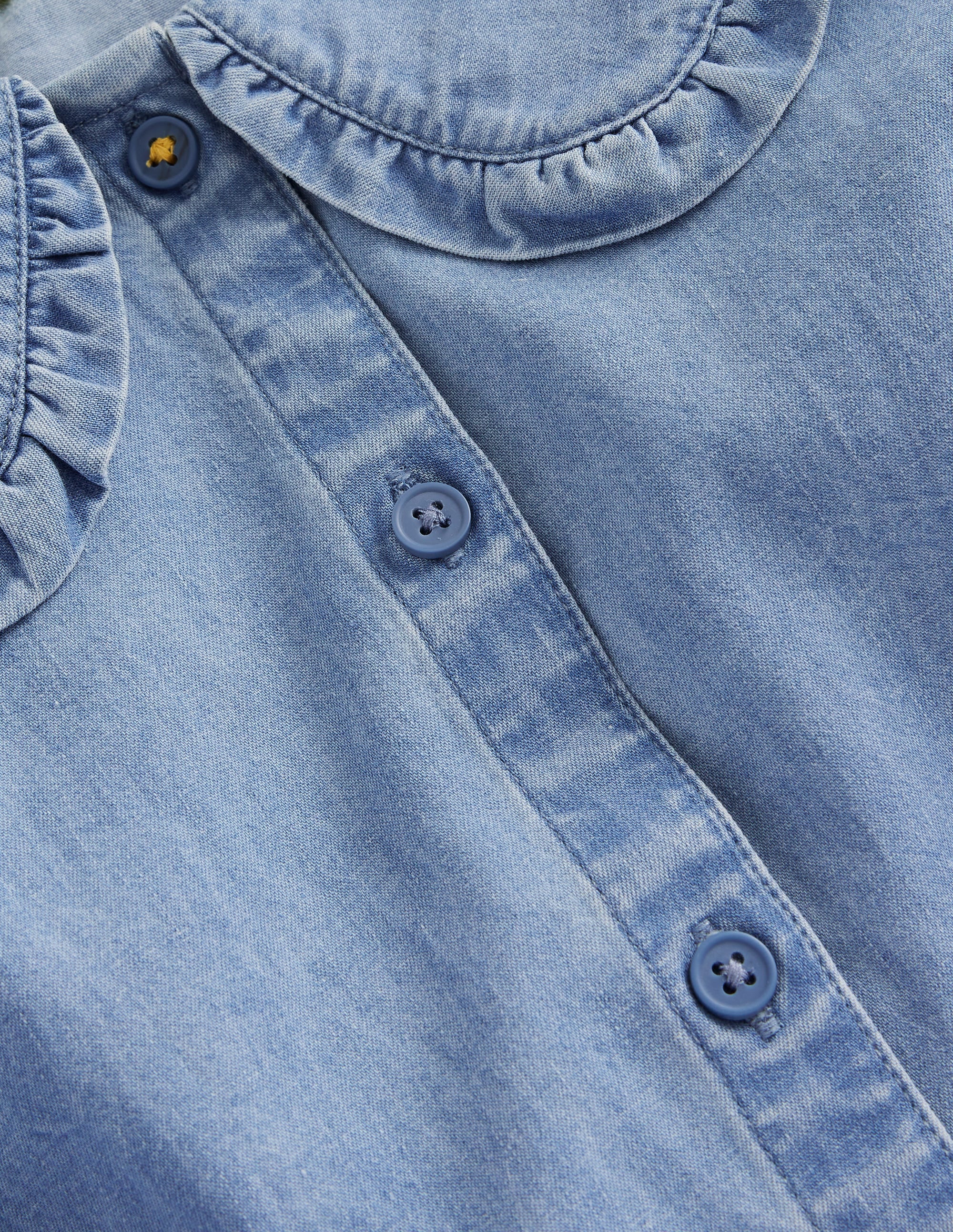 Blouse à col volanté-Bleu chambray - Image 3