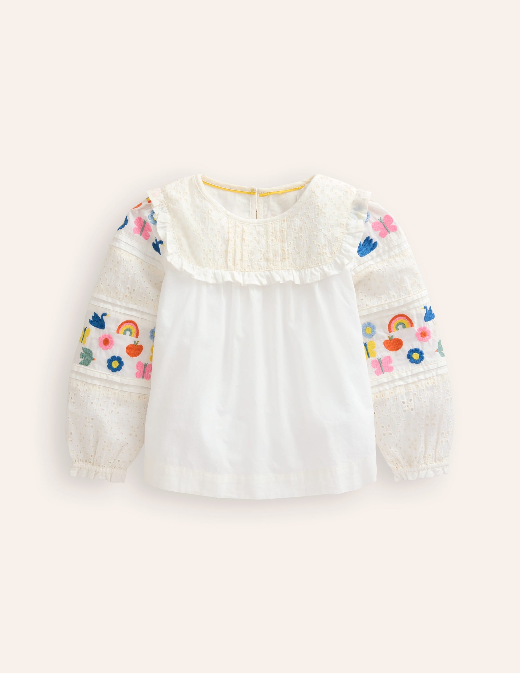 Besticktes Oberteil mit Lochstickerei-Vanille - Image 2