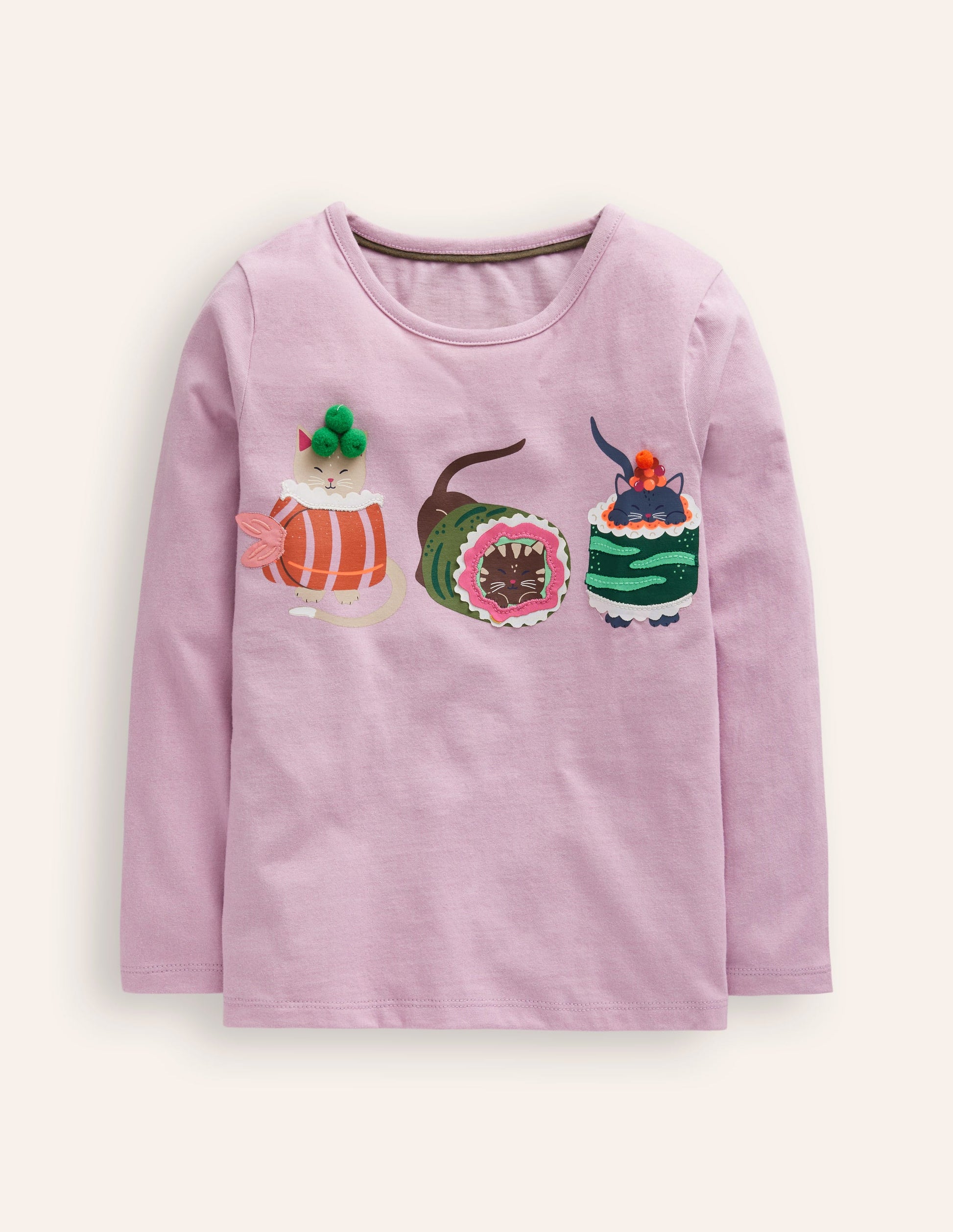 T-Shirt mit Grafikdruck-Kreiderosa Sushi Katzen-1