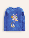 Top à manches longues et appliqué-Lapin spatial geai bleu