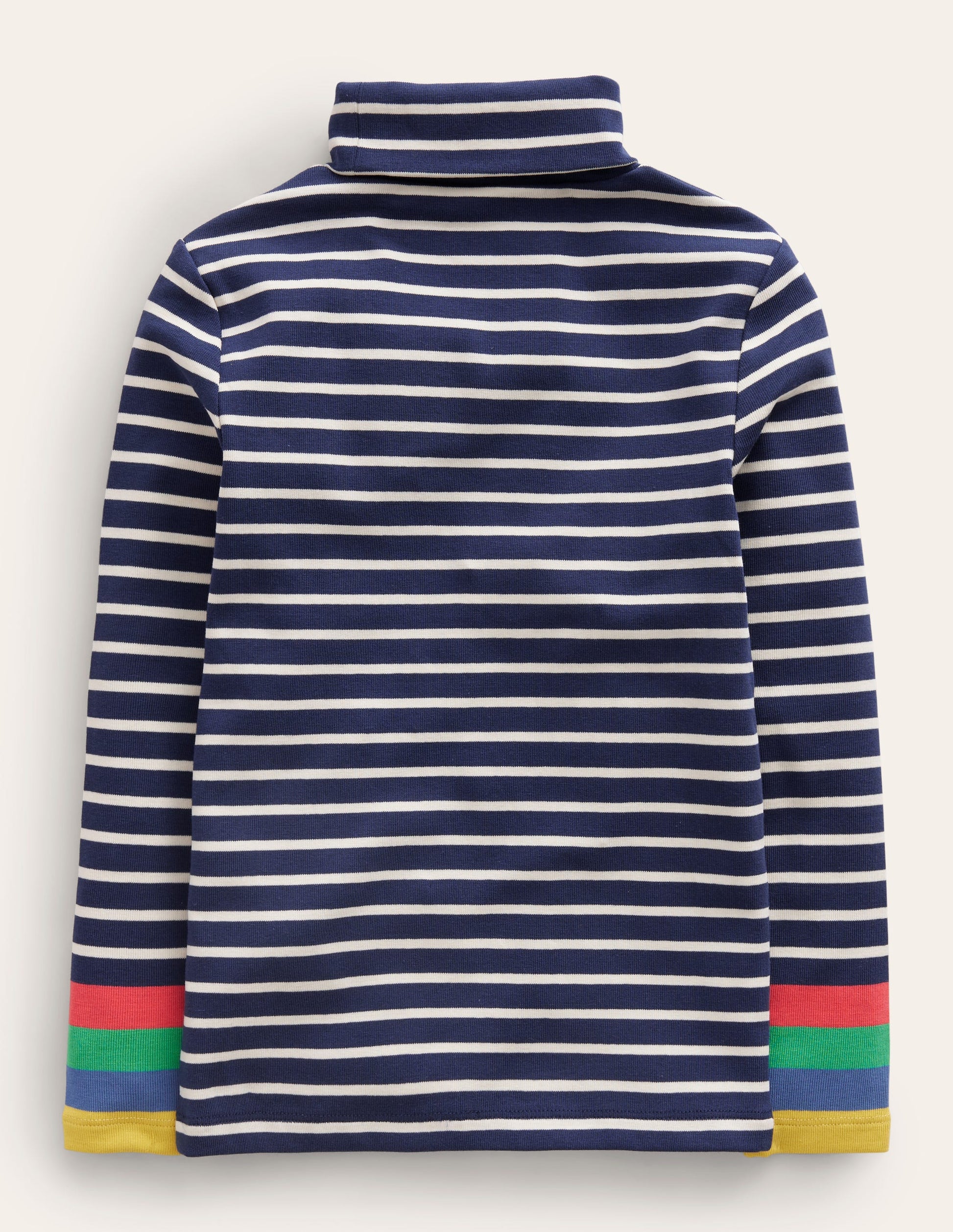 Super Soft Roll Neck Top-Navy/Ivory Multi Cuff-2