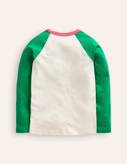 T-shirt colourblock à manches raglan-Cœurs multi vert topaze-2