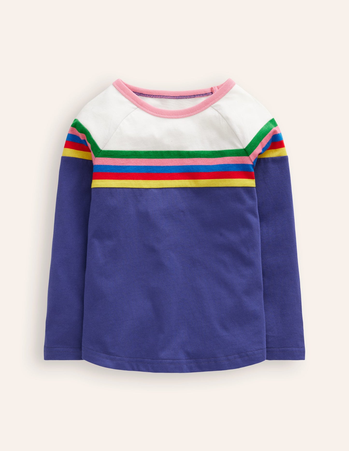 T-shirt colourblock à manches raglan-Bleu tribord/ivoire