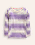 Geripptes Langarmshirt-Asternlila/Naturweiß