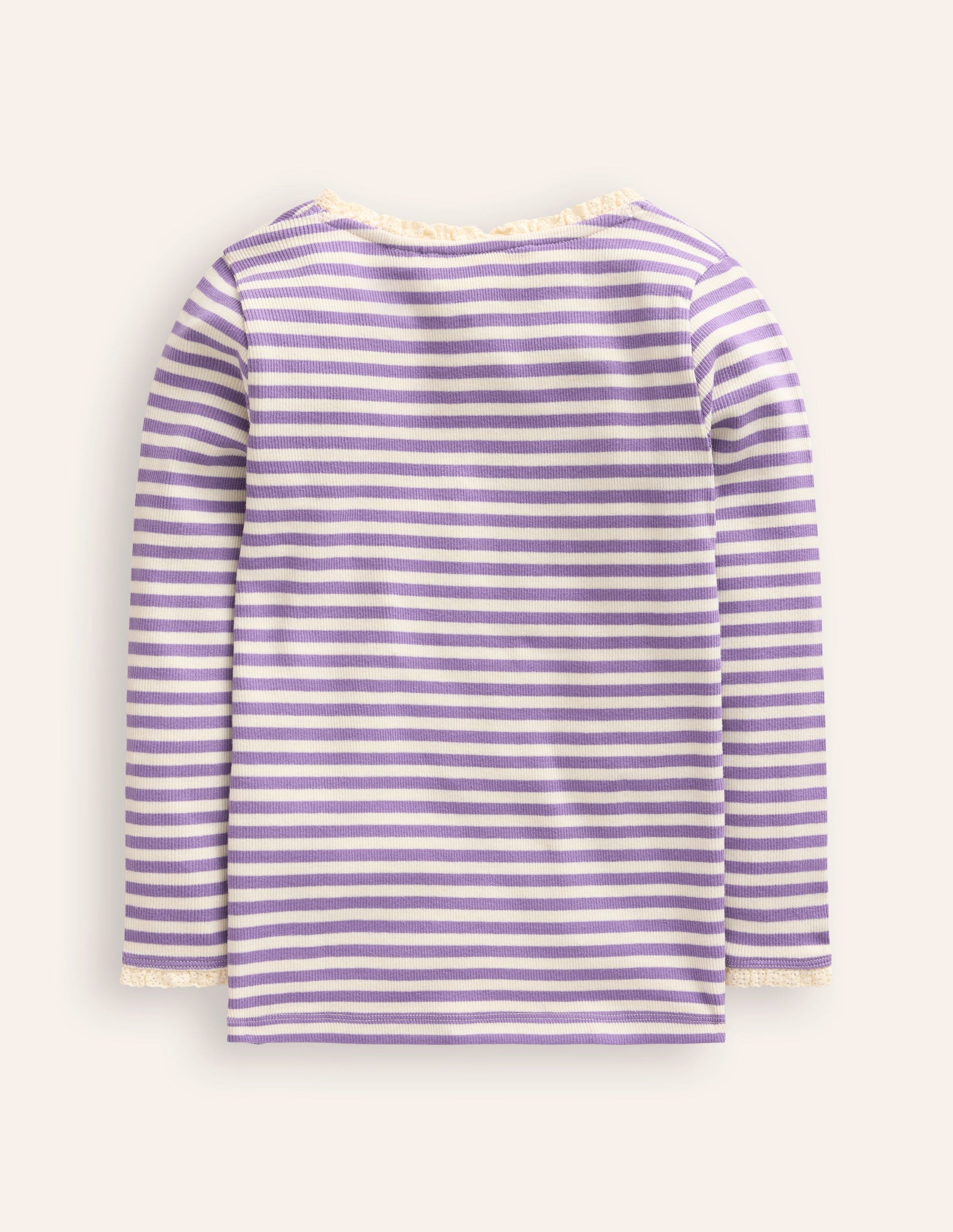 Geripptes Langarmshirt-Asternlila/Naturweiß-2