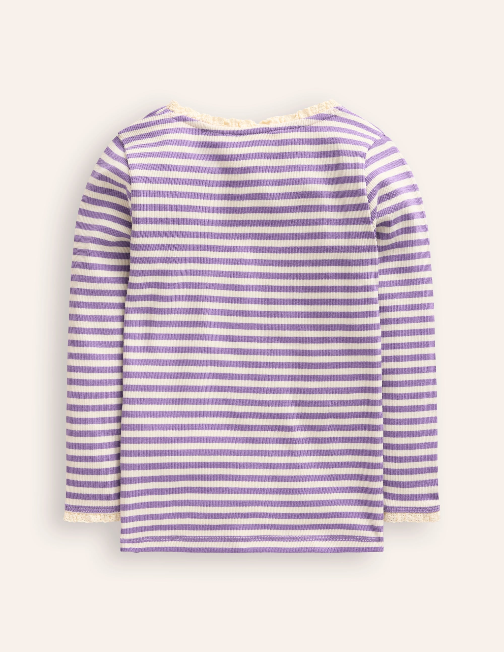 Geripptes Langarmshirt-Asternlila/Naturweiß - Image 2