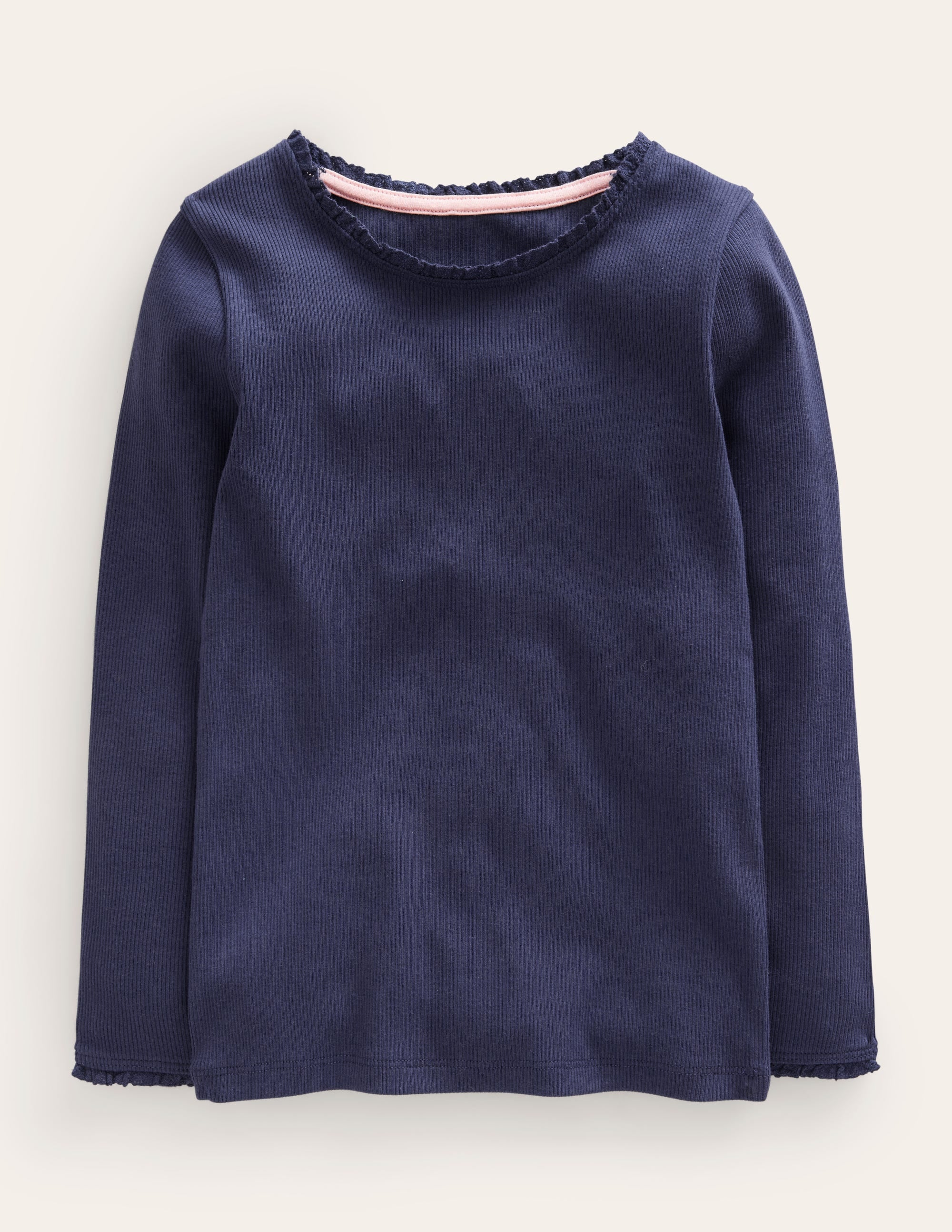 Geripptes Langarmshirt-Aristocratic Blue/ Ivory Stripe - Image 1