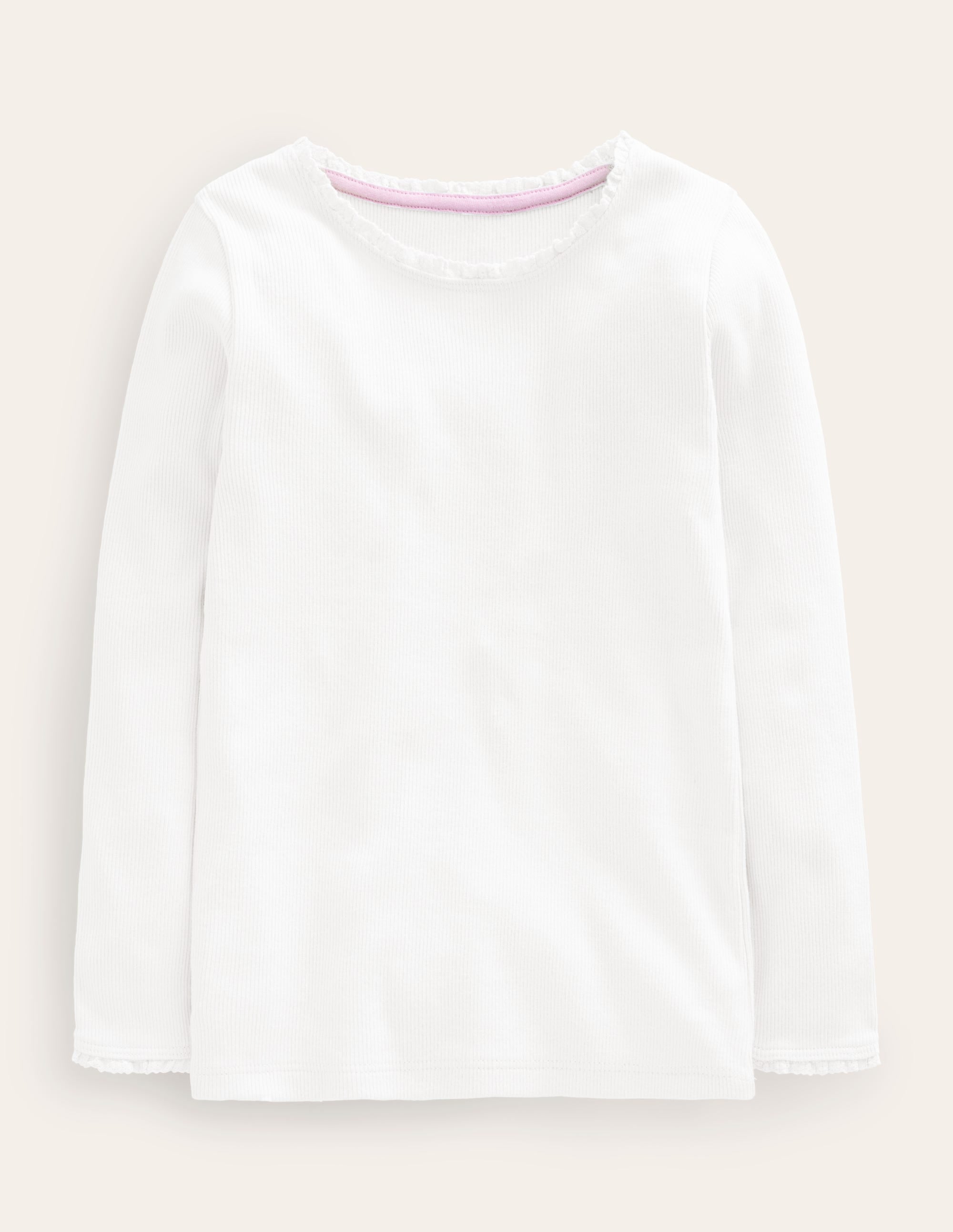 Geripptes Langarmshirt-Weiß - Image 1