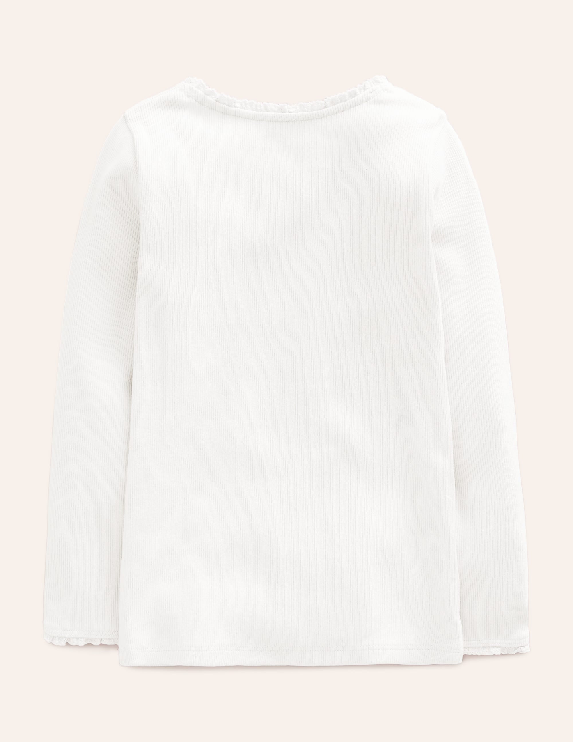 Geripptes Langarmshirt-Weiß - Image 2