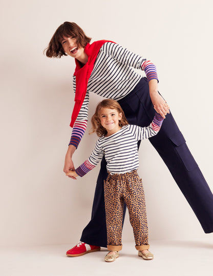 Breton-Shirt für den Alltag-Marineblau/Rosa Manschetten