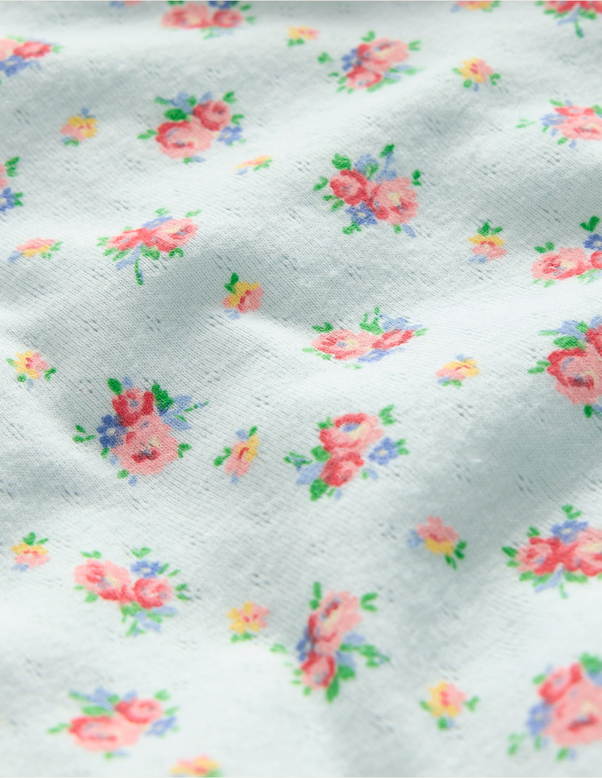 Long Sleeve Pointelle Top-Pale Green Floral Bouquet - Image 3