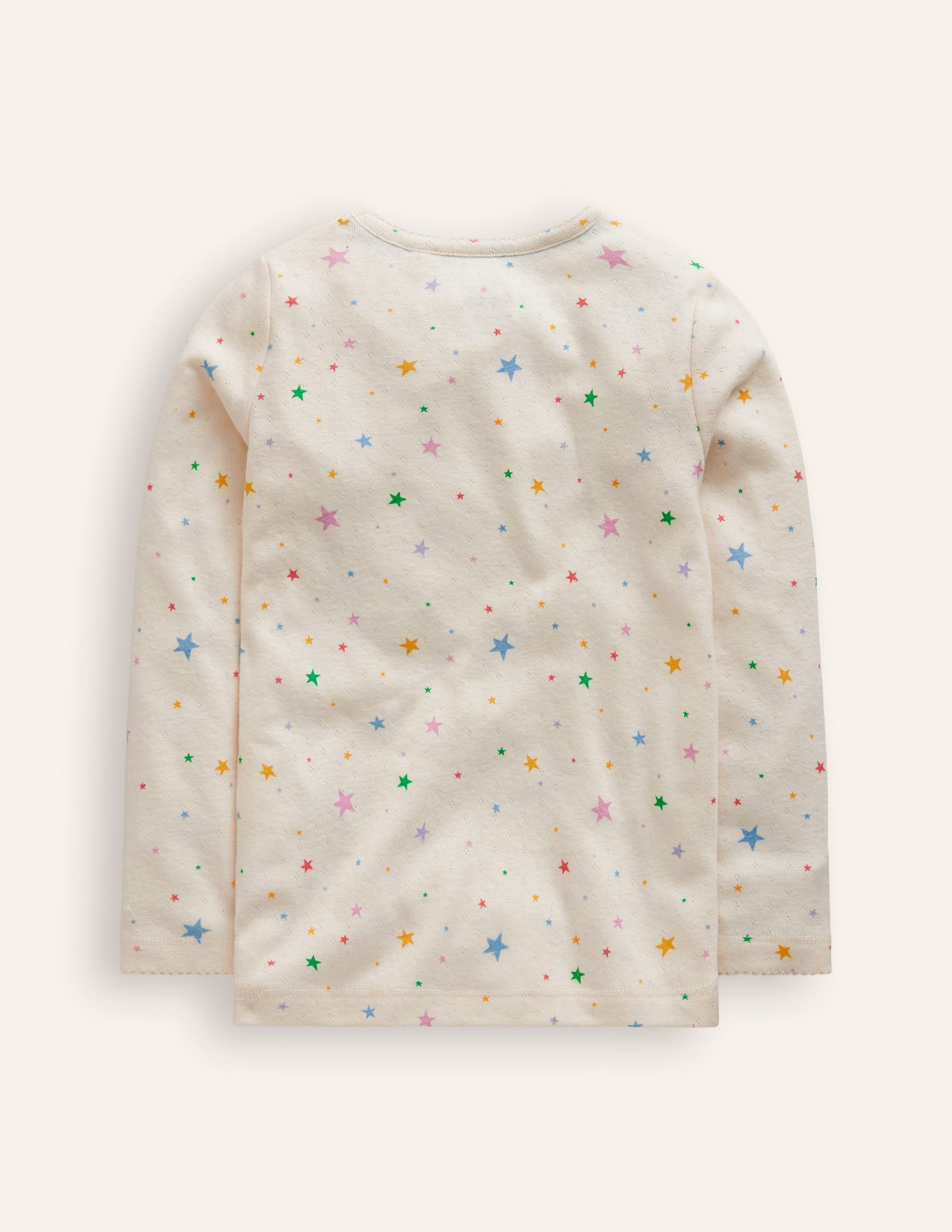 Langärmeliges Oberteil mit Pointelle-Muster-Vanilleschote/Senfgelb Floral-2