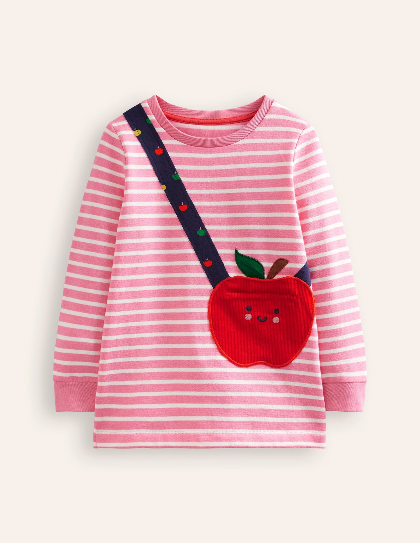 Tunika mit applizierter Tasche-Kosmos-Rosa/Naturweiß Apfel