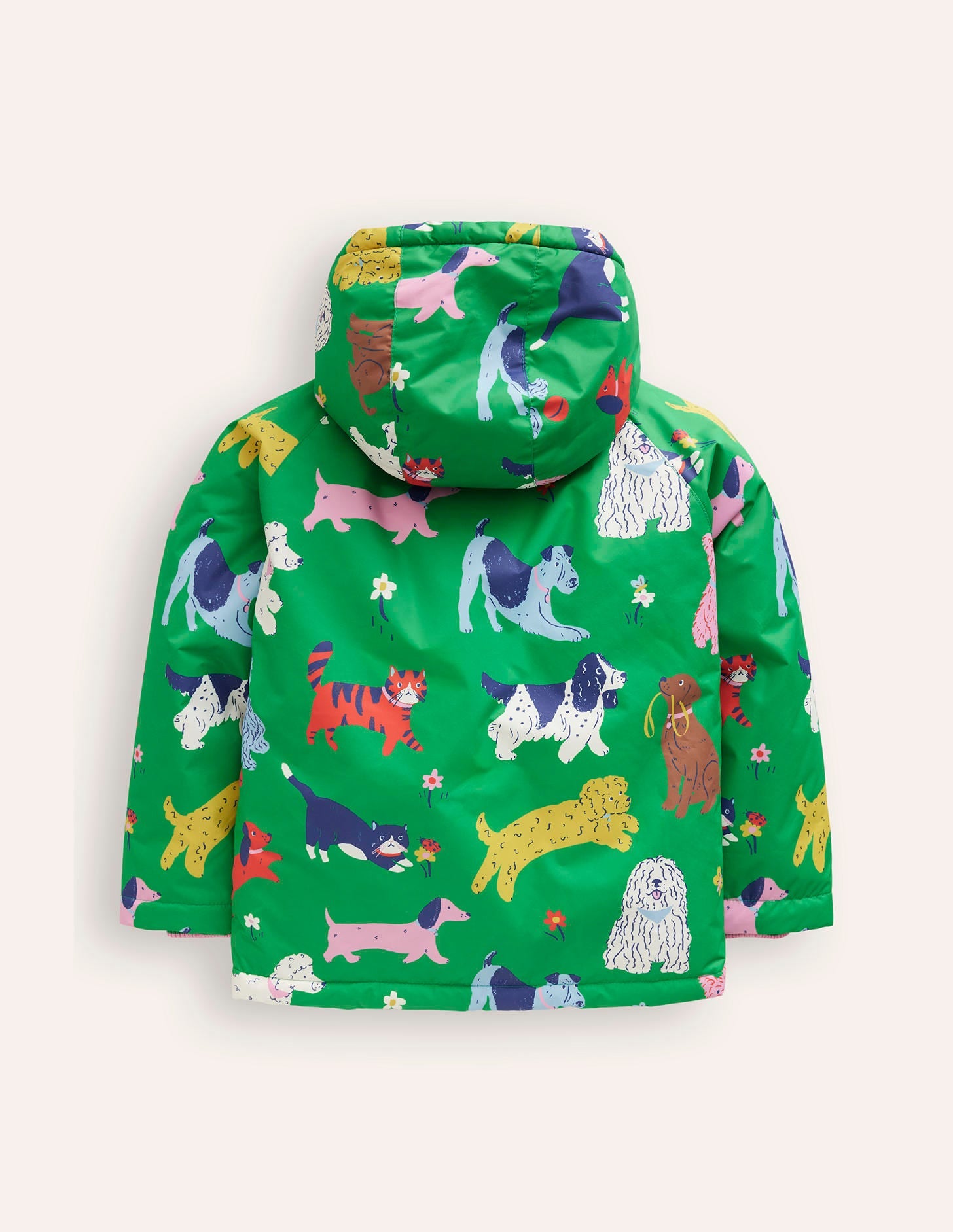 Anorak mit Sherpa-Futter-Grün Park Spielende Tiere-3