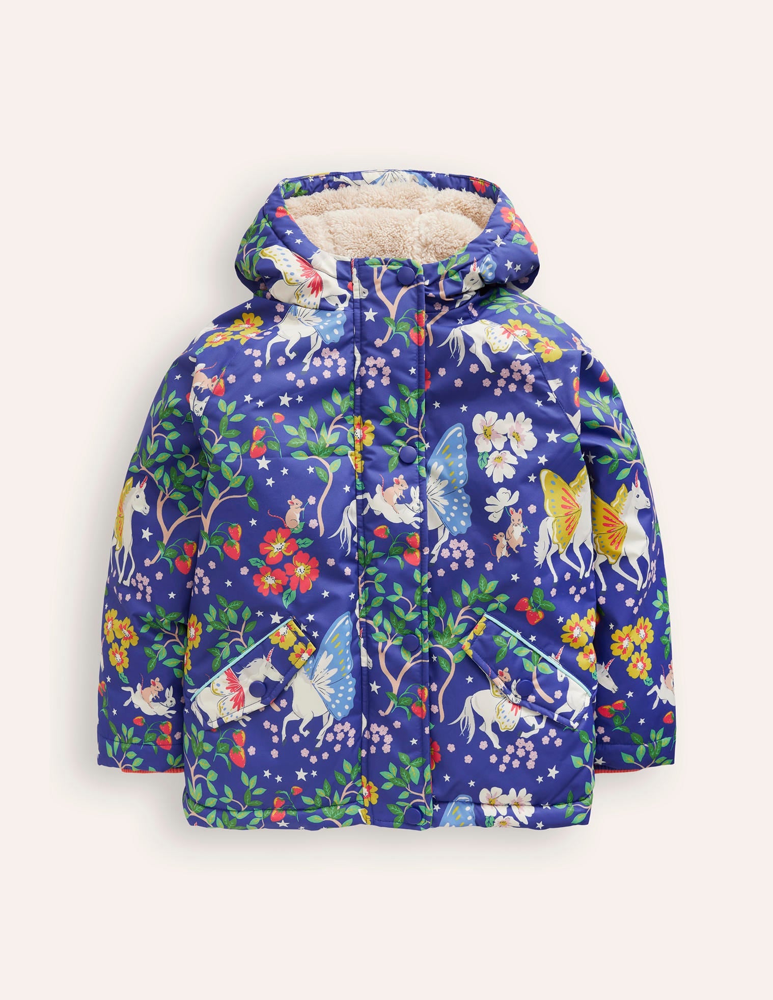 Anorak à doublure sherpa-Licorne enchantée bleue - Image 1