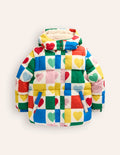 Wattierter 2-in-1-Mantel-Bunt Schachbrettmuster Herzen