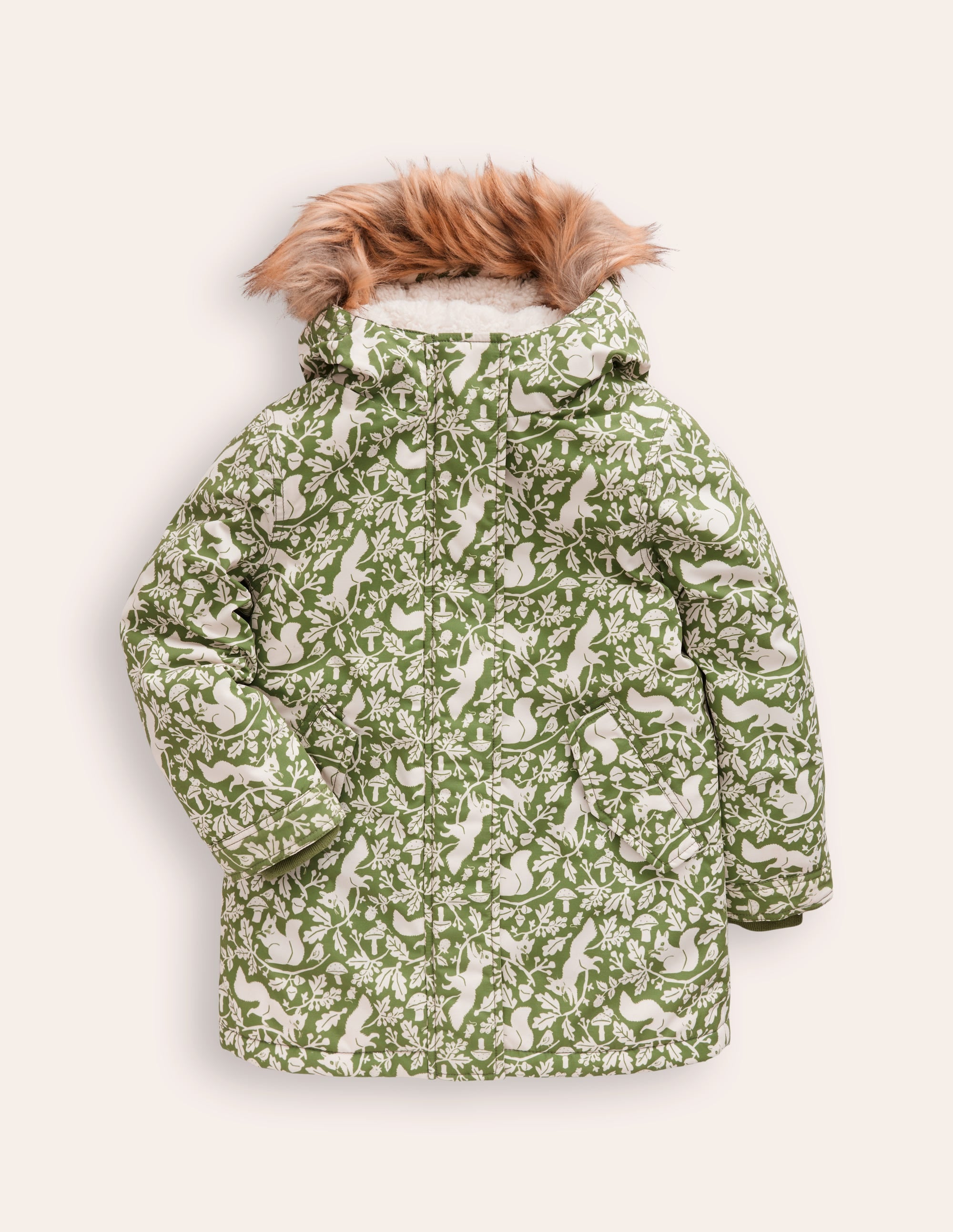 Authentischer wasserdichter Parka-Safarigrün Wald Eichhörnchen - Image 2