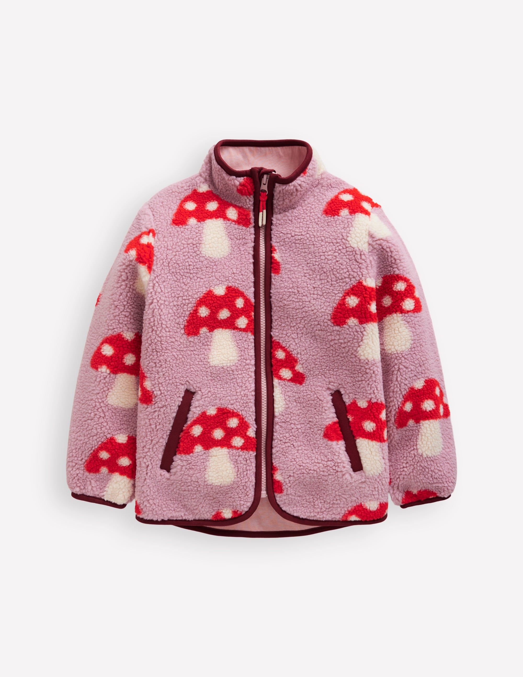 Veste zippée Eden en borg-Grands champignons rose vintage - Image 1