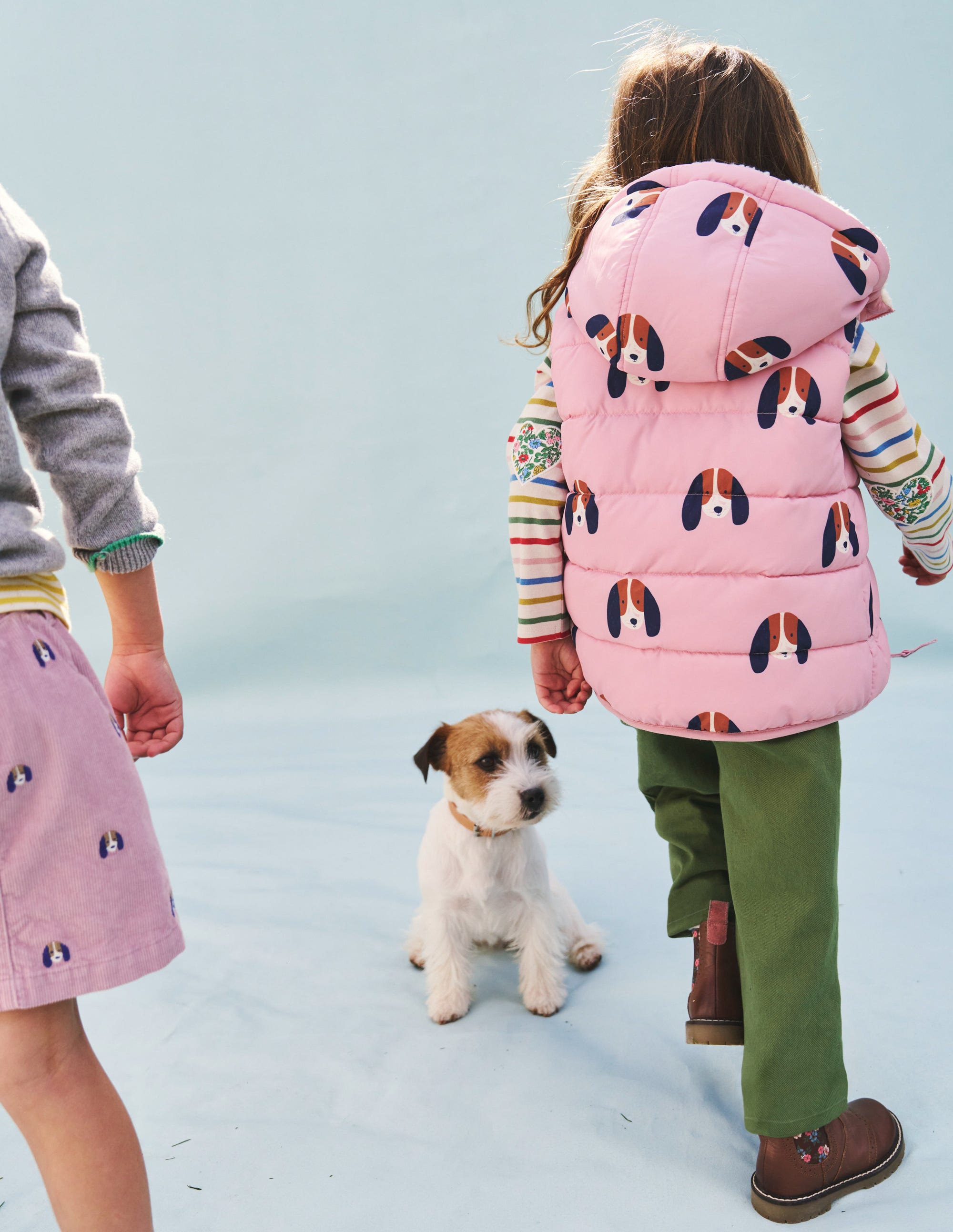Doudoune sans manches réversible en borg-Chiots rose vintage - Image 9