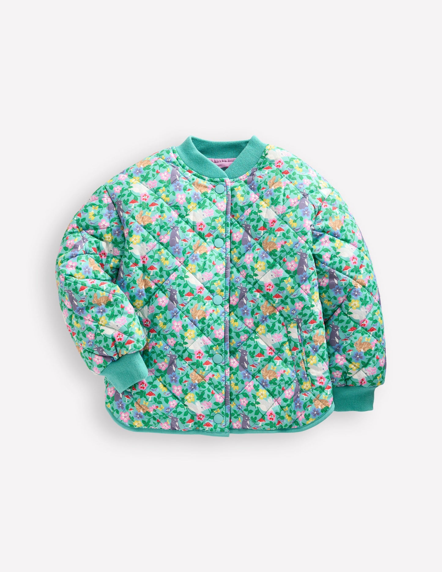 Fun Quilted Bomber Jacket-Brook Blue Bunny Field