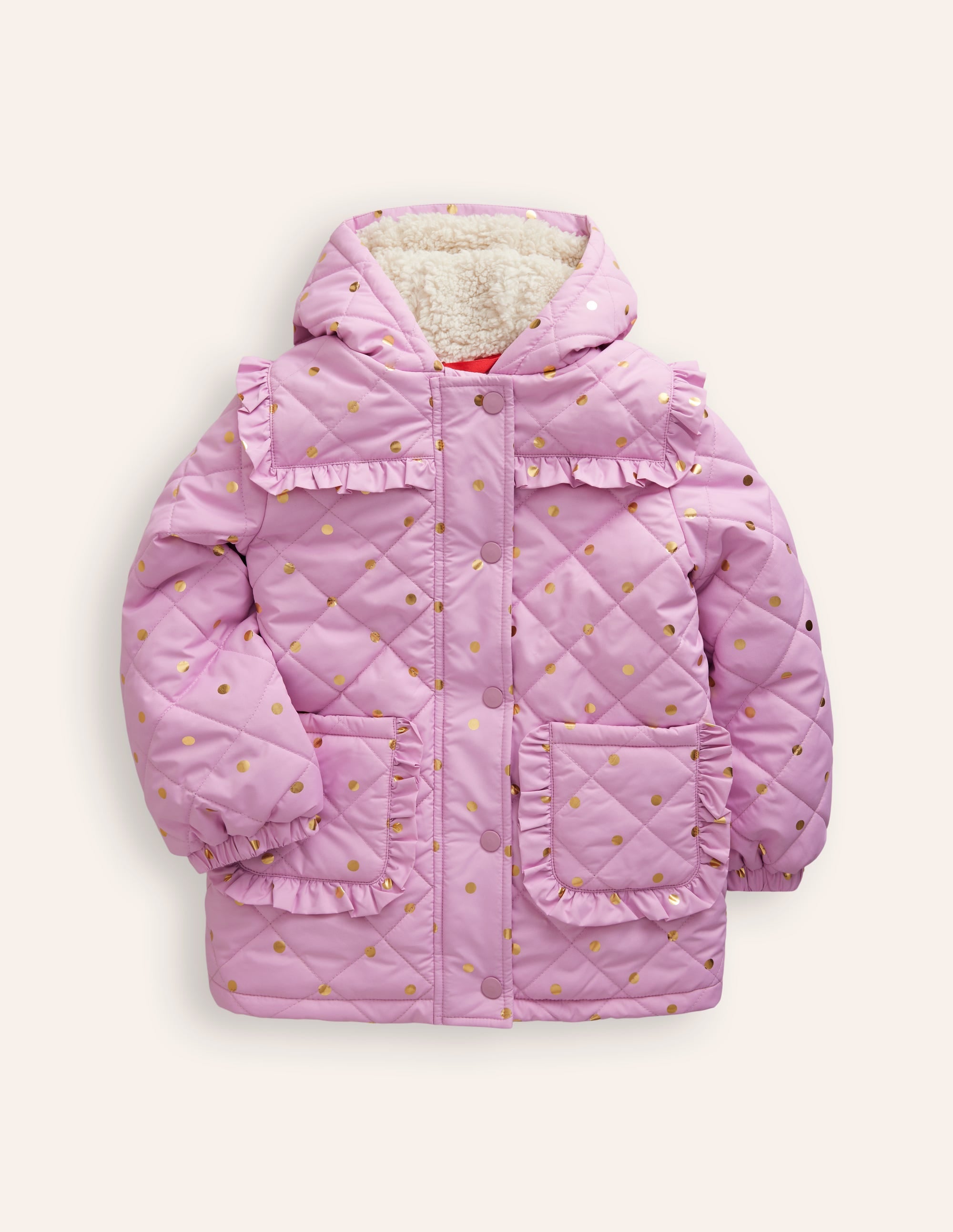 Joli manteau matelassé-Pois métallisés lavande tendre - Image 1