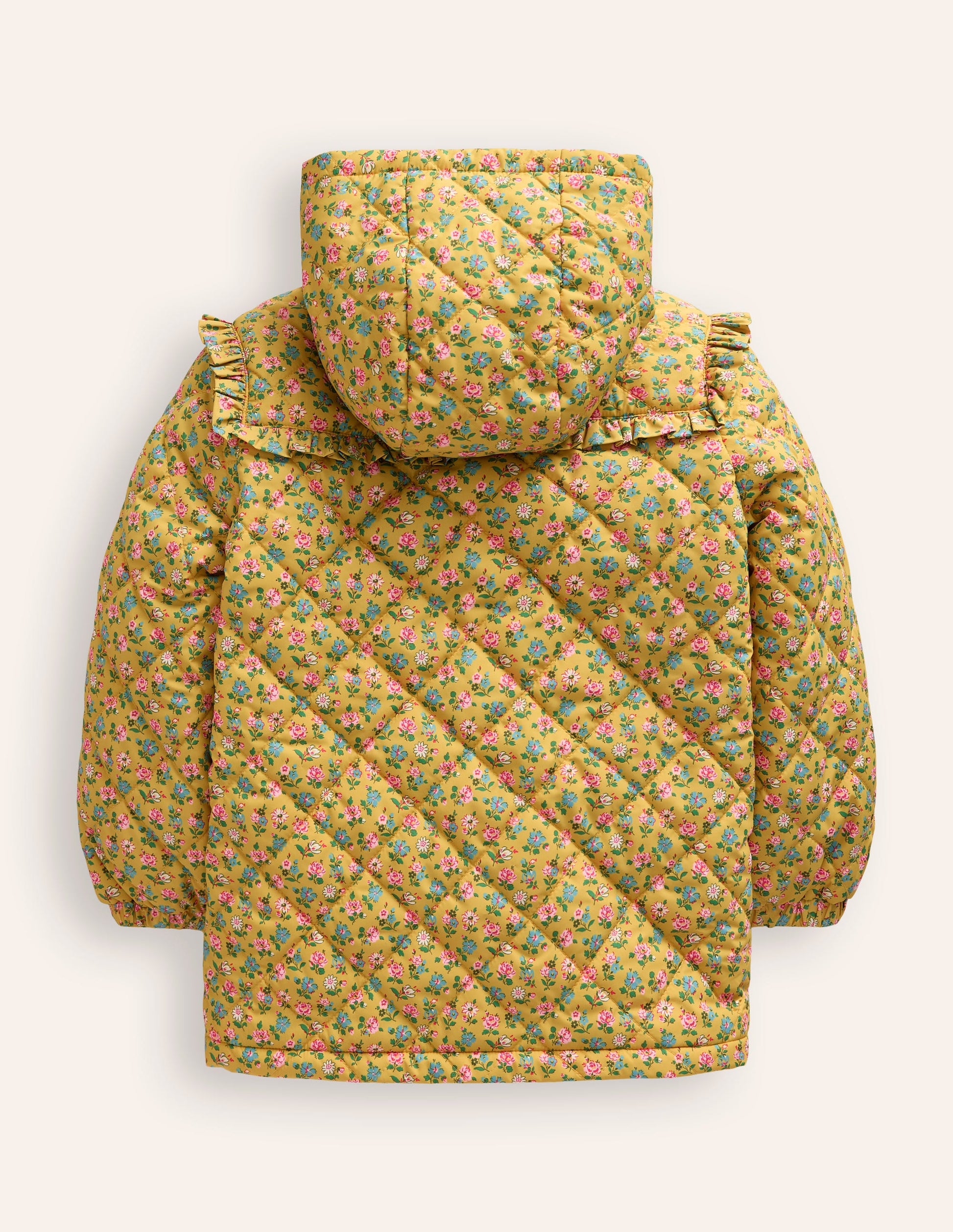 Joli manteau matelassé-Jaune canari et mini fleurs-2