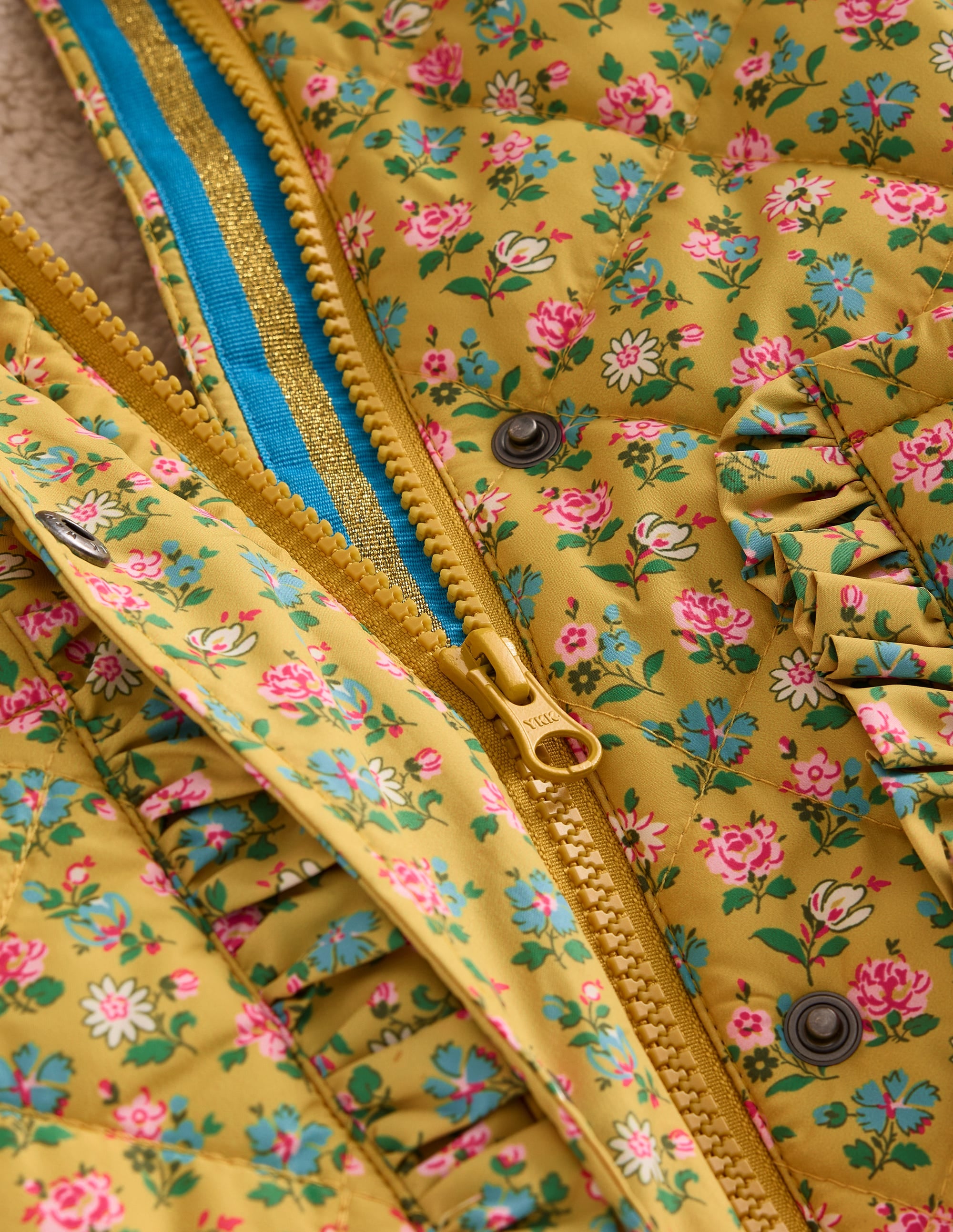Joli manteau matelassé-Jaune canari et mini fleurs - Image 3