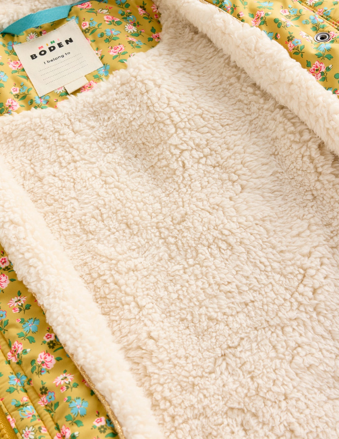 Joli manteau matelassé-Jaune canari et mini fleurs