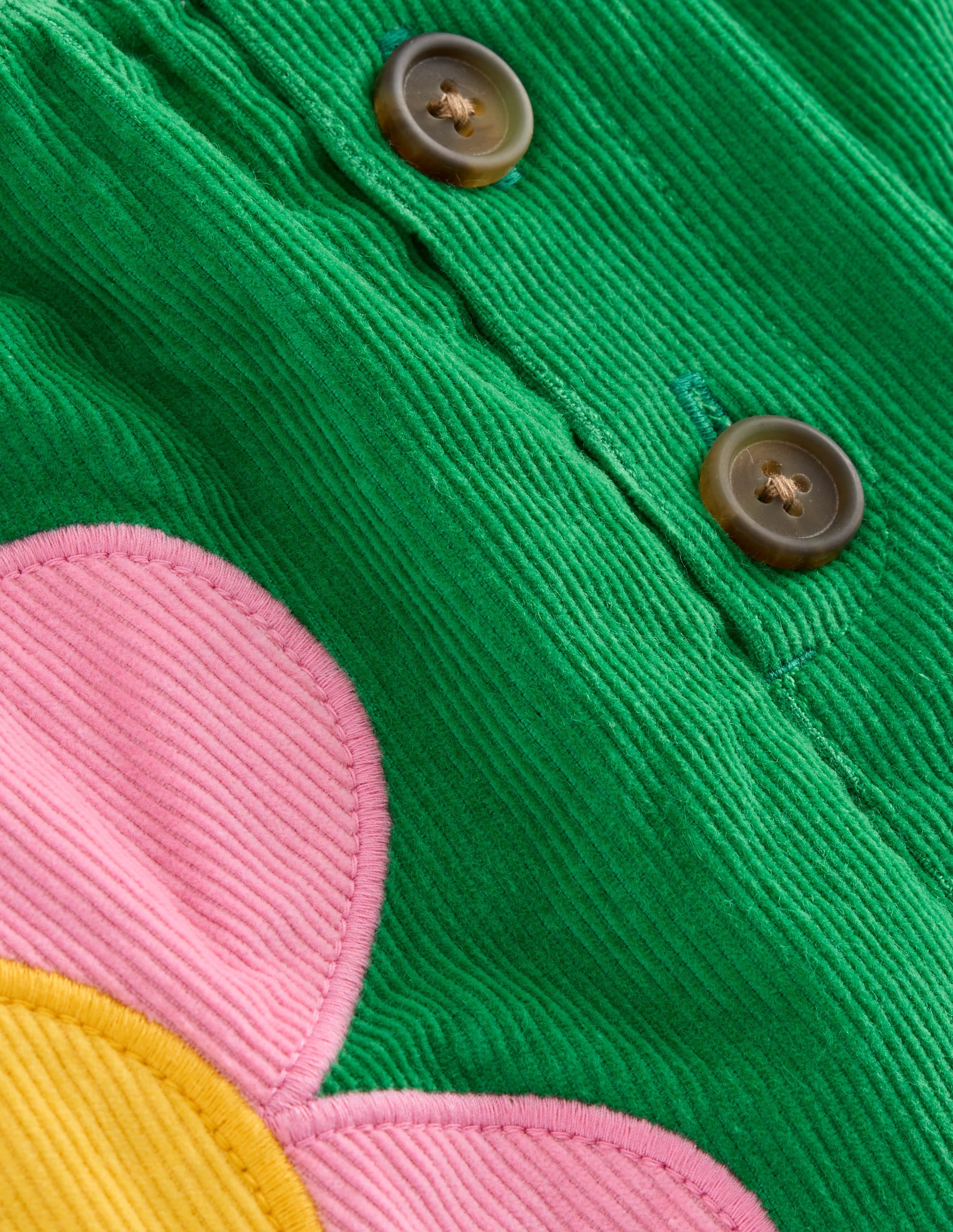 Minirock zum Hineinschlüpfen mit Knopfverschluss-Leguangrün Blumenapplikation - Image 3