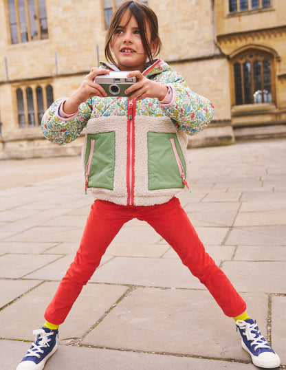 Annabelle Jacke mit Teddyfell-Mix-Bunt mit Blumenwiese