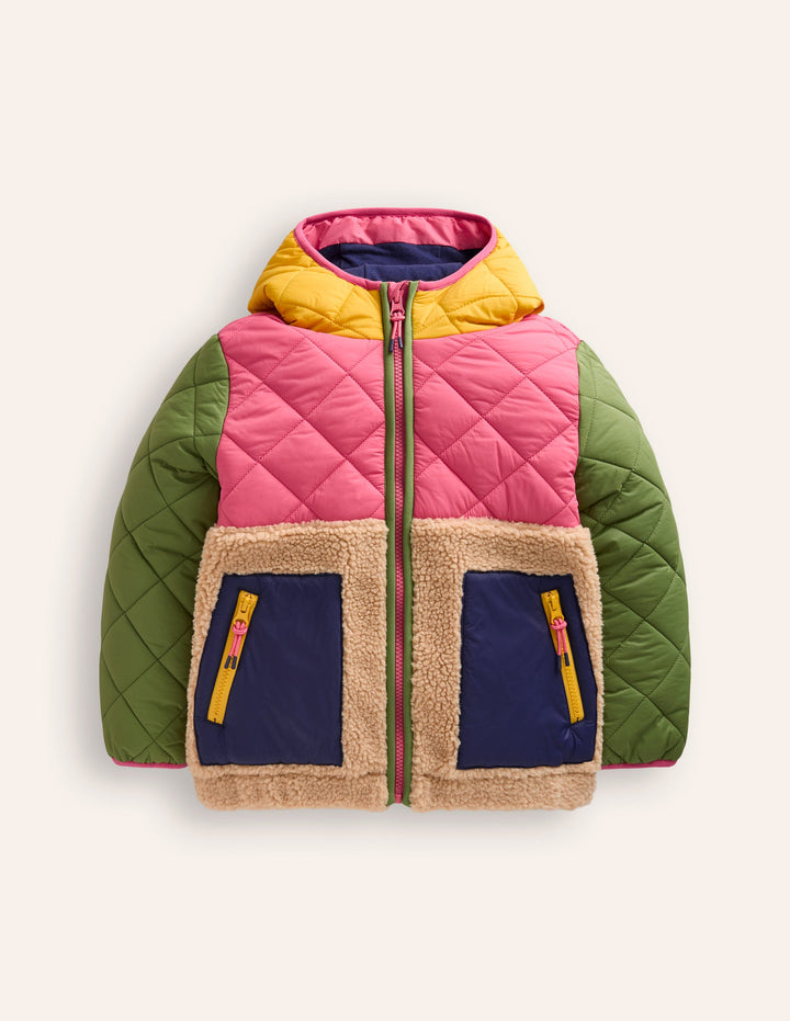 Annabelle Jacke mit Teddyfell-Mix-Bunt, Blockfarben