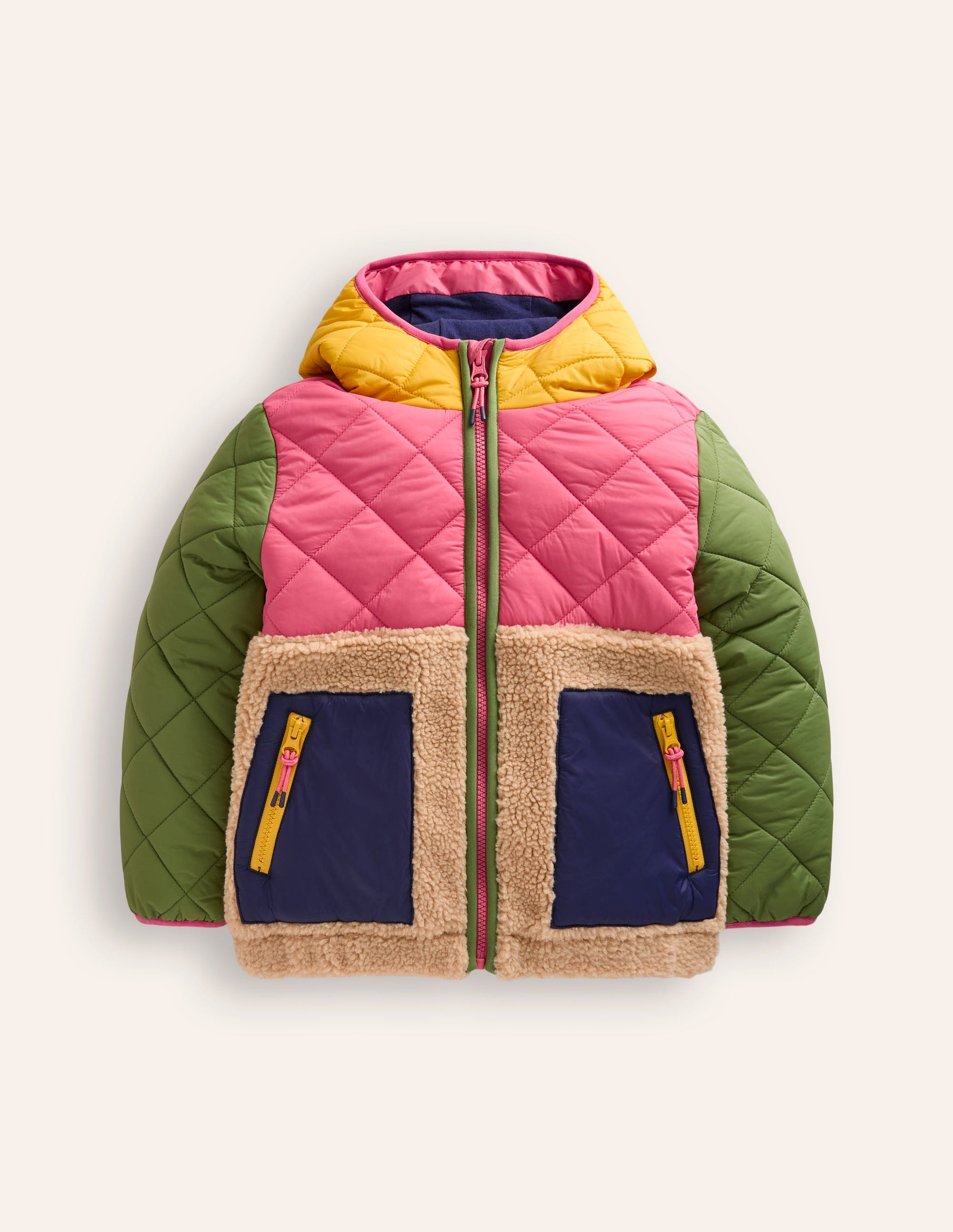 Annabelle Jacke mit Teddyfell-Mix-Bunt, Blockfarben-1