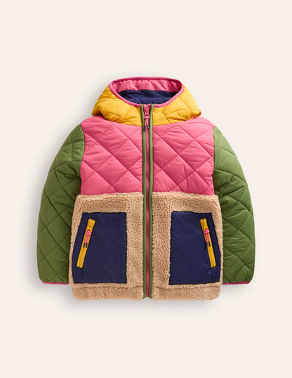 Annabelle Jacke mit Teddyfell-Mix-Bunt, Blockfarben-1