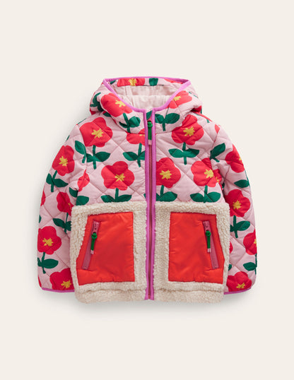 Annabelle Jacke mit Teddyfell-Mix-Vintage-Rosa Cutout Blume