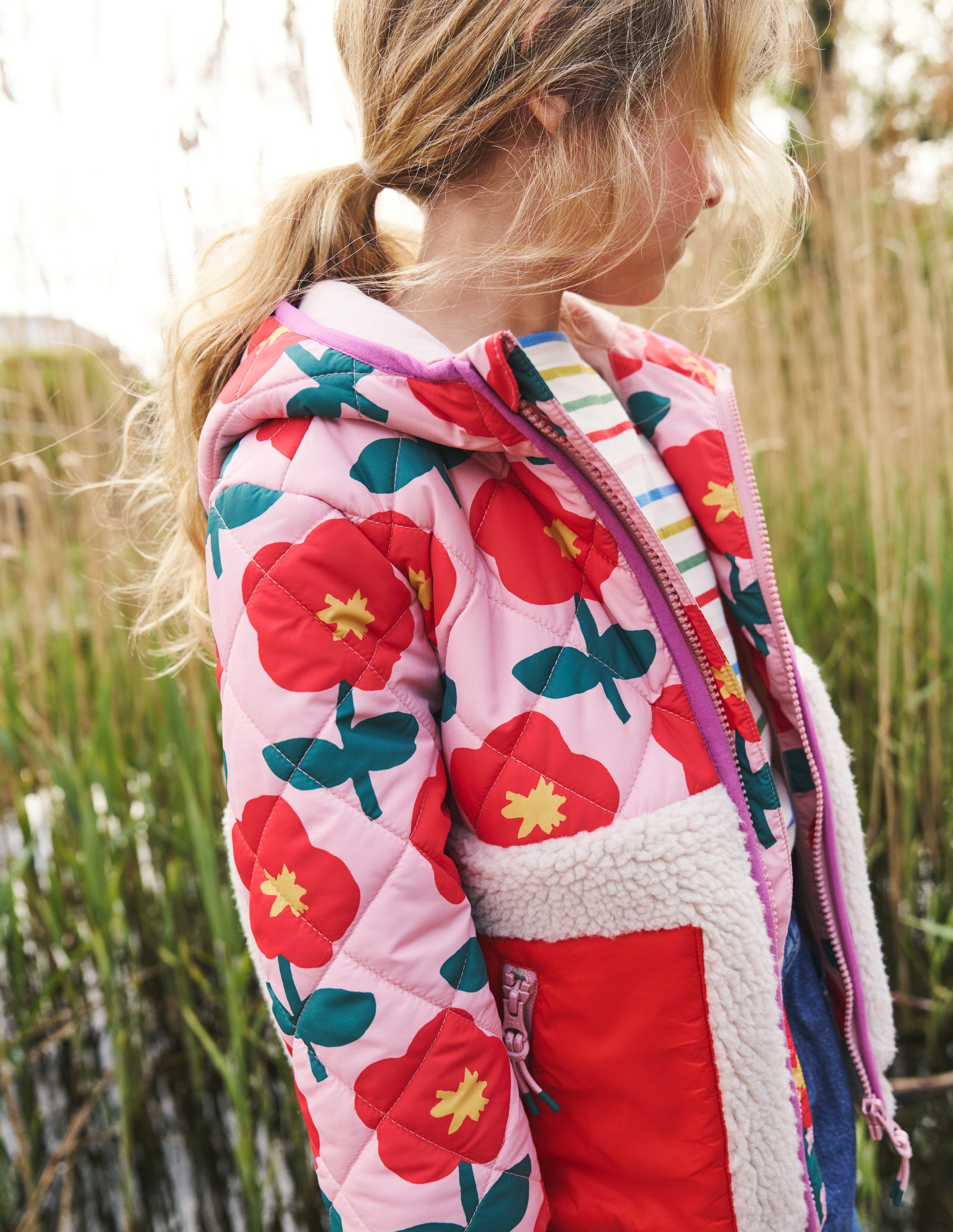 Veste Annabelle en borg mélangé-Fleur découpée rose vintage - Image 2