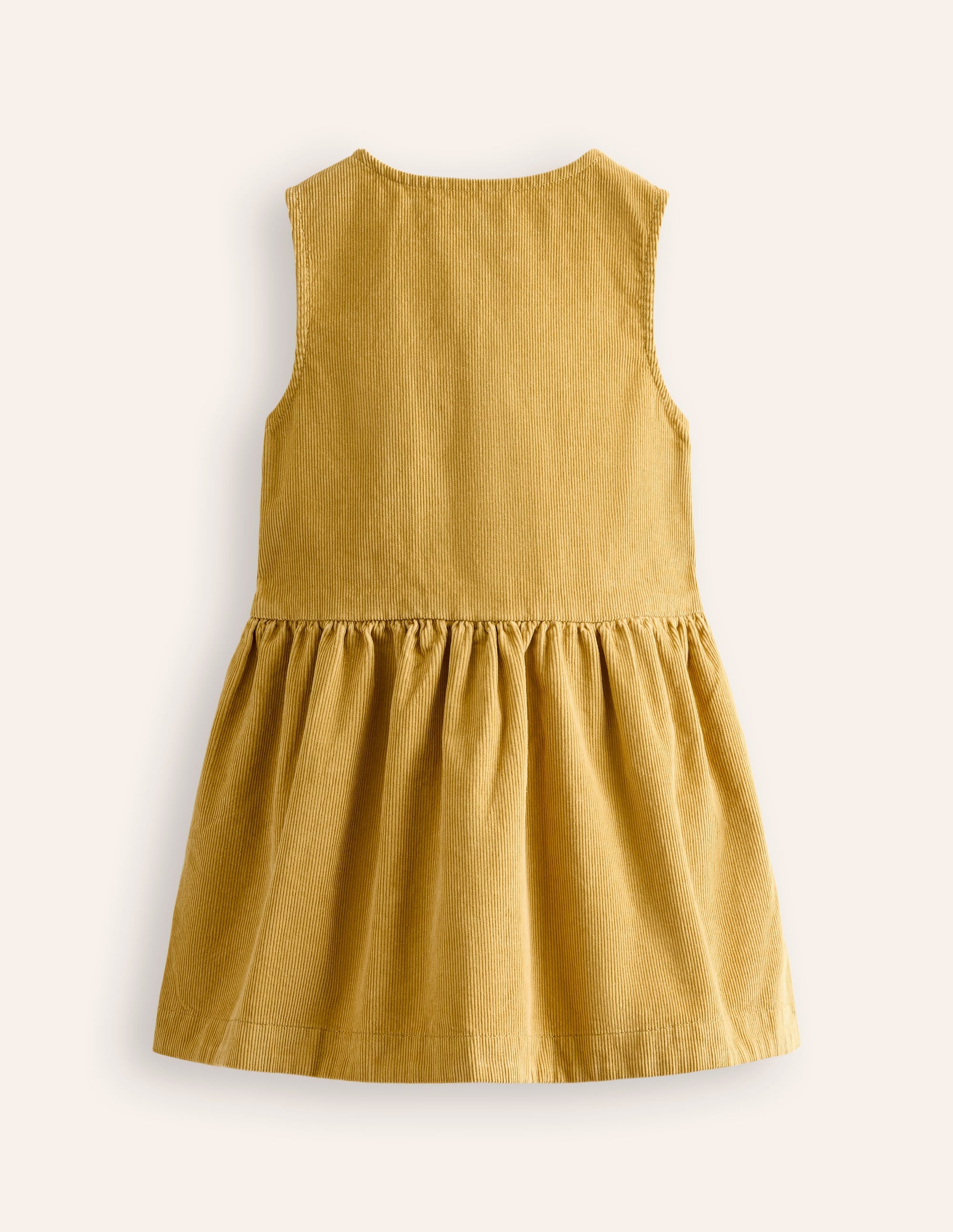 Schürzenkleid mit durchgehender Knopfleiste-Honiggelb, Cord - Image 2