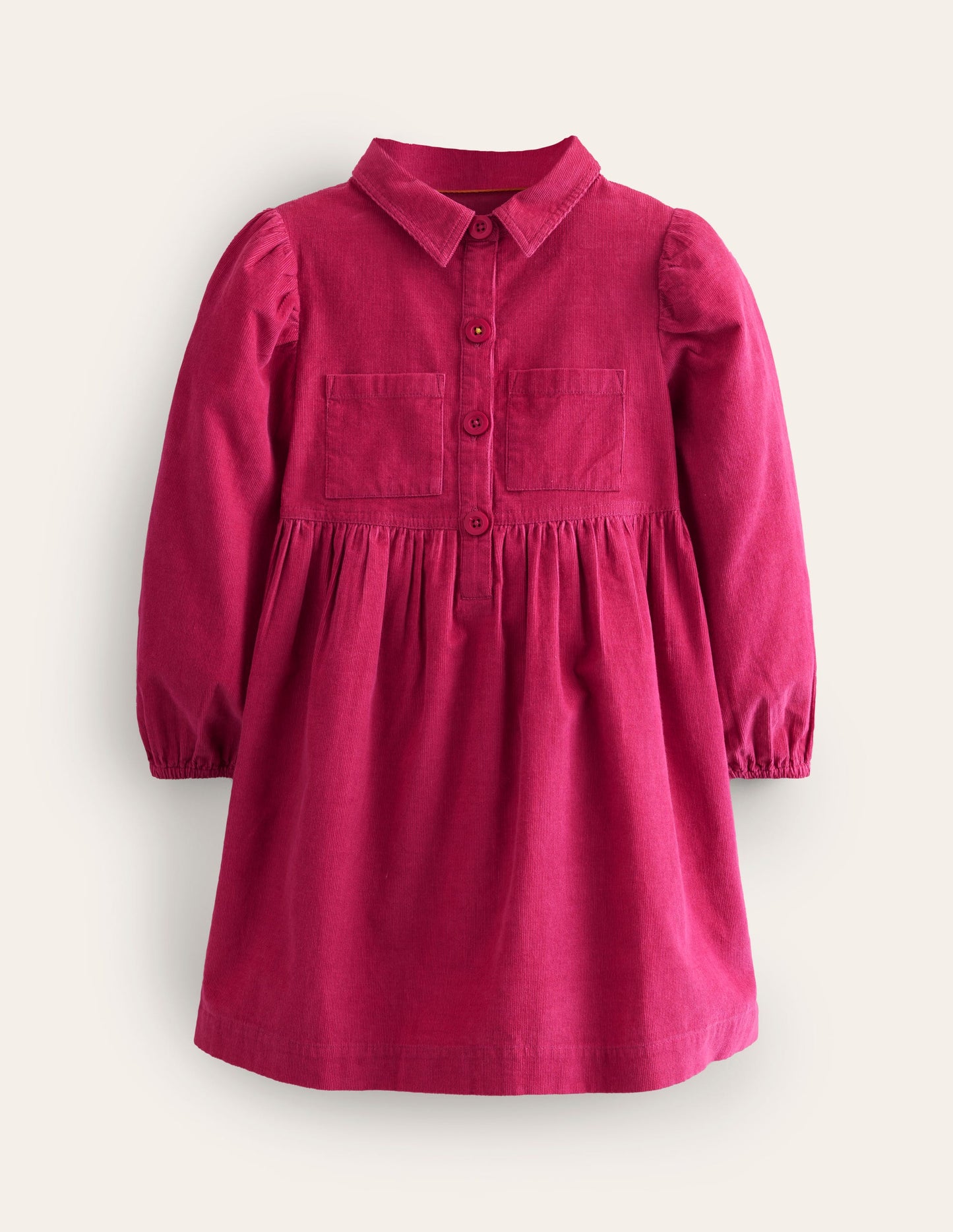 Puff Sleeve Shirt Dress-Cherry Jam