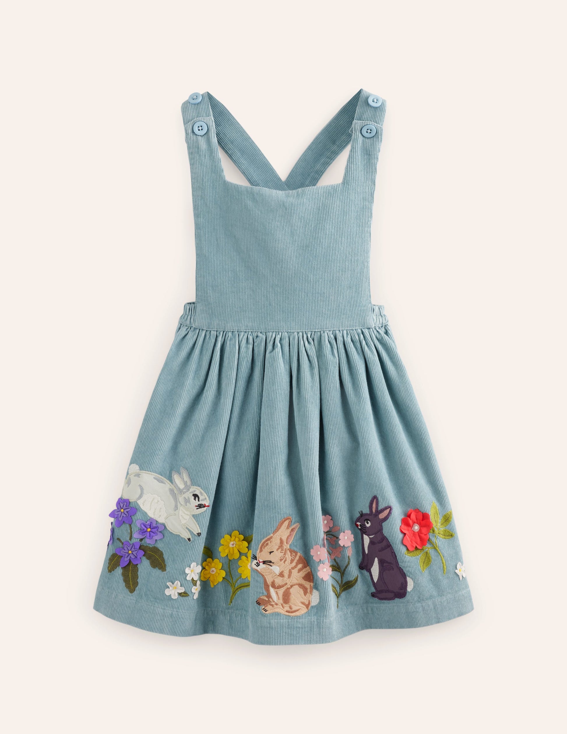 Lucilla Schürzenkleid-Vintage-Blau Hasen-1