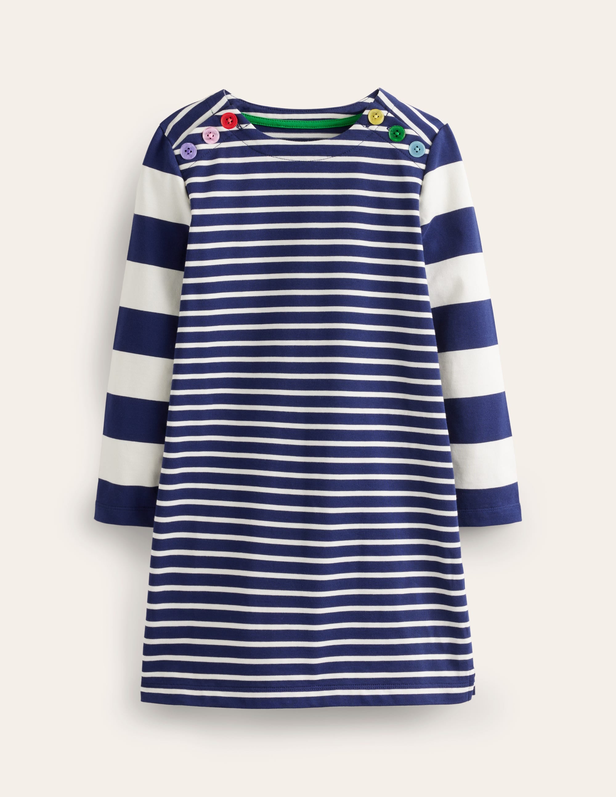 Robe façon marinière fun-Bleu saphir/ivoire - Image 1