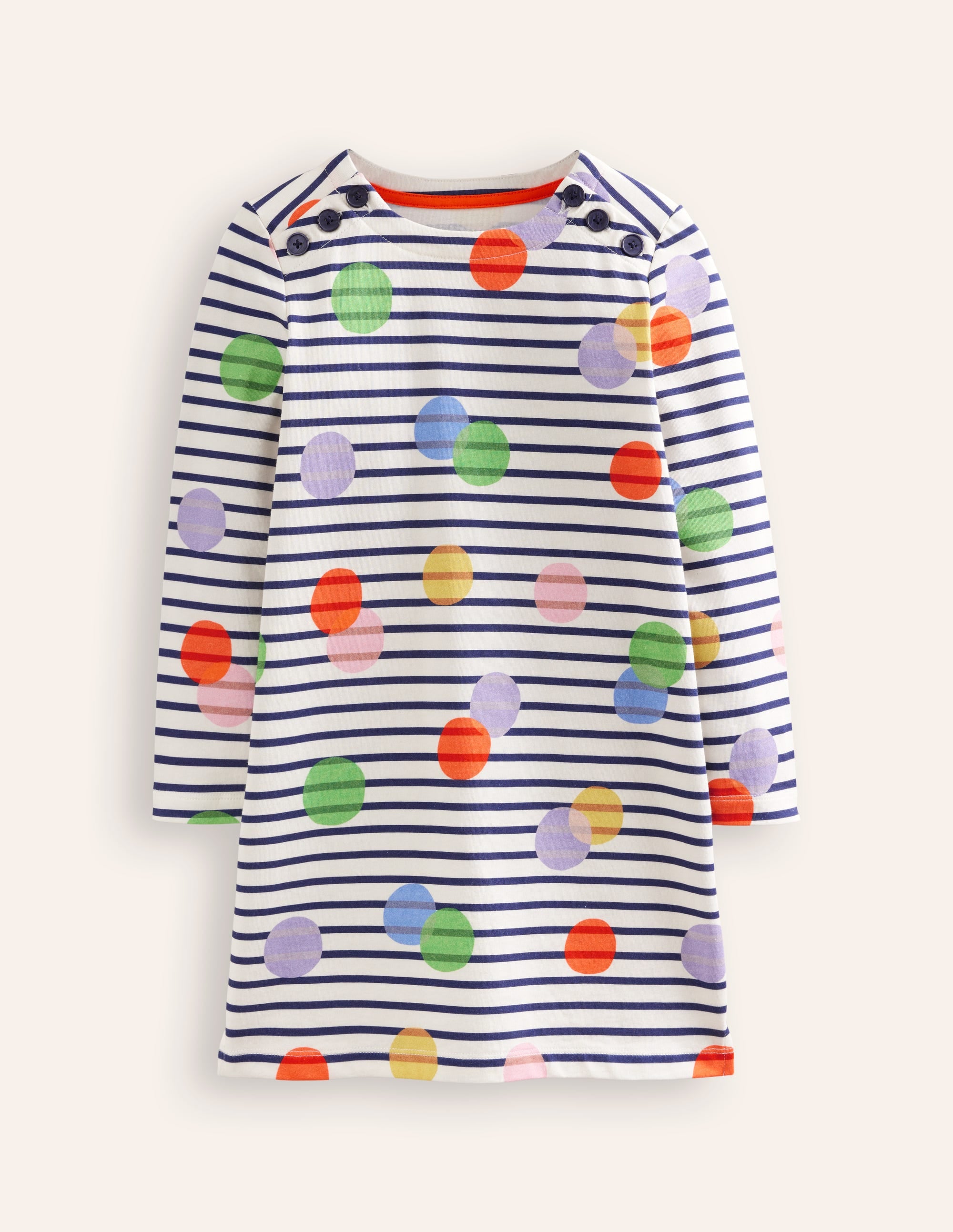Lustiges Breton-Kleid-Bunt Punkte Gestreift - Image 1