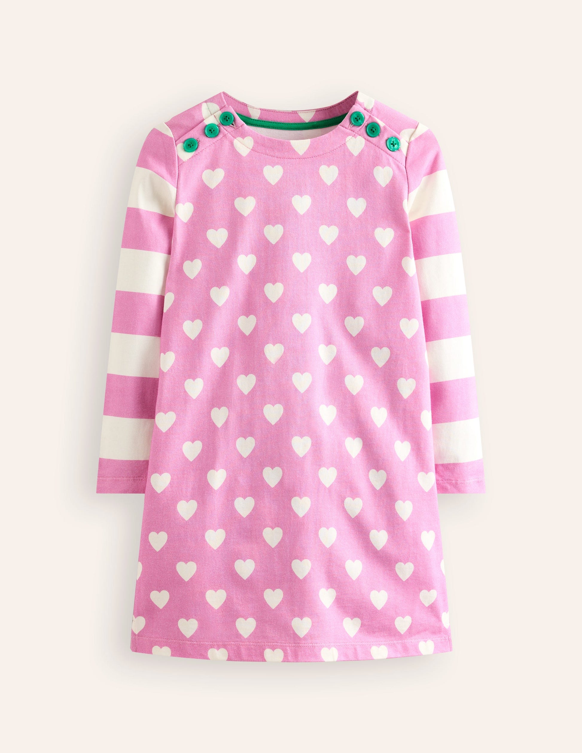 Robe façon marinière fun-Cœurs rose cosmos-1