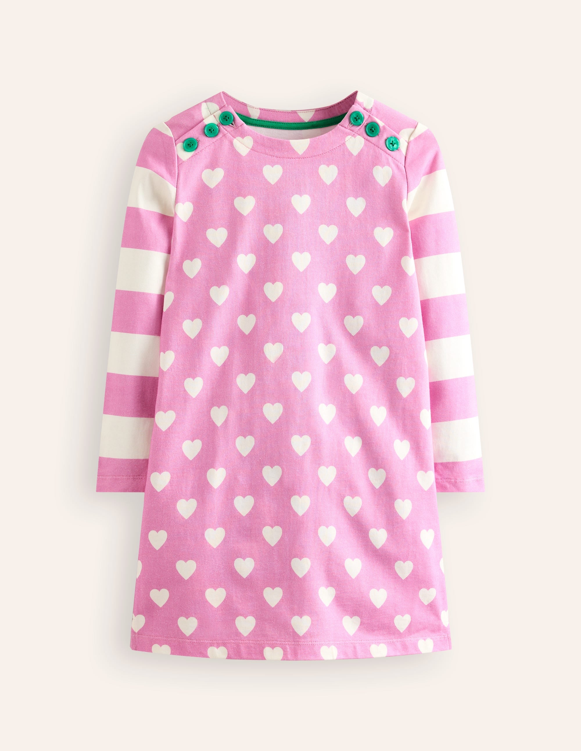 Robe façon marinière fun-Cœurs rose cosmos - Image 1
